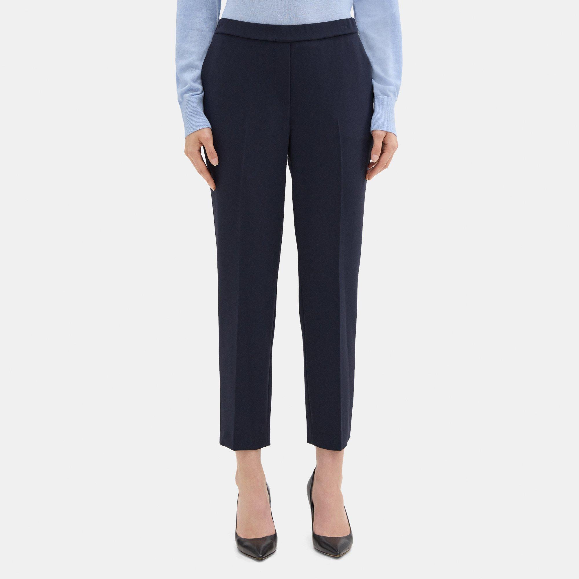 Crepe Cropped Slim Pull-On Pant | Theory Outlet