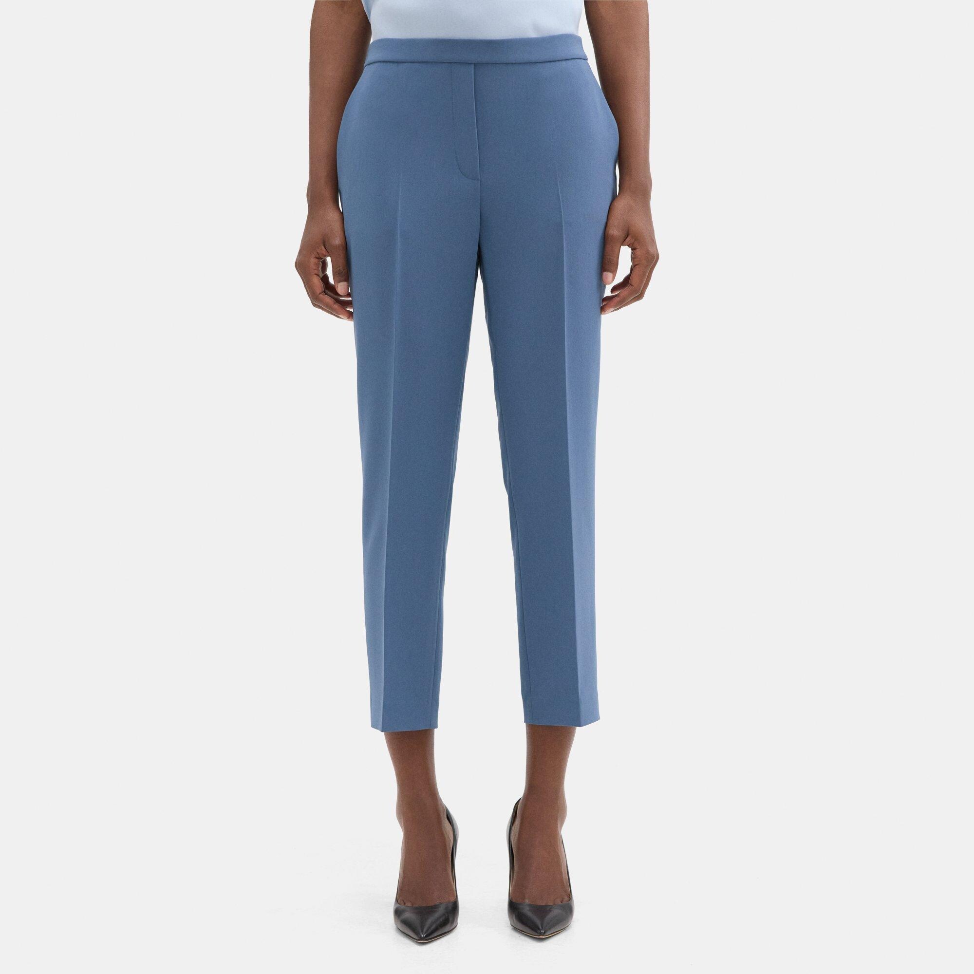 Crepe Cropped Slim Pull-On Pant | Theory Outlet