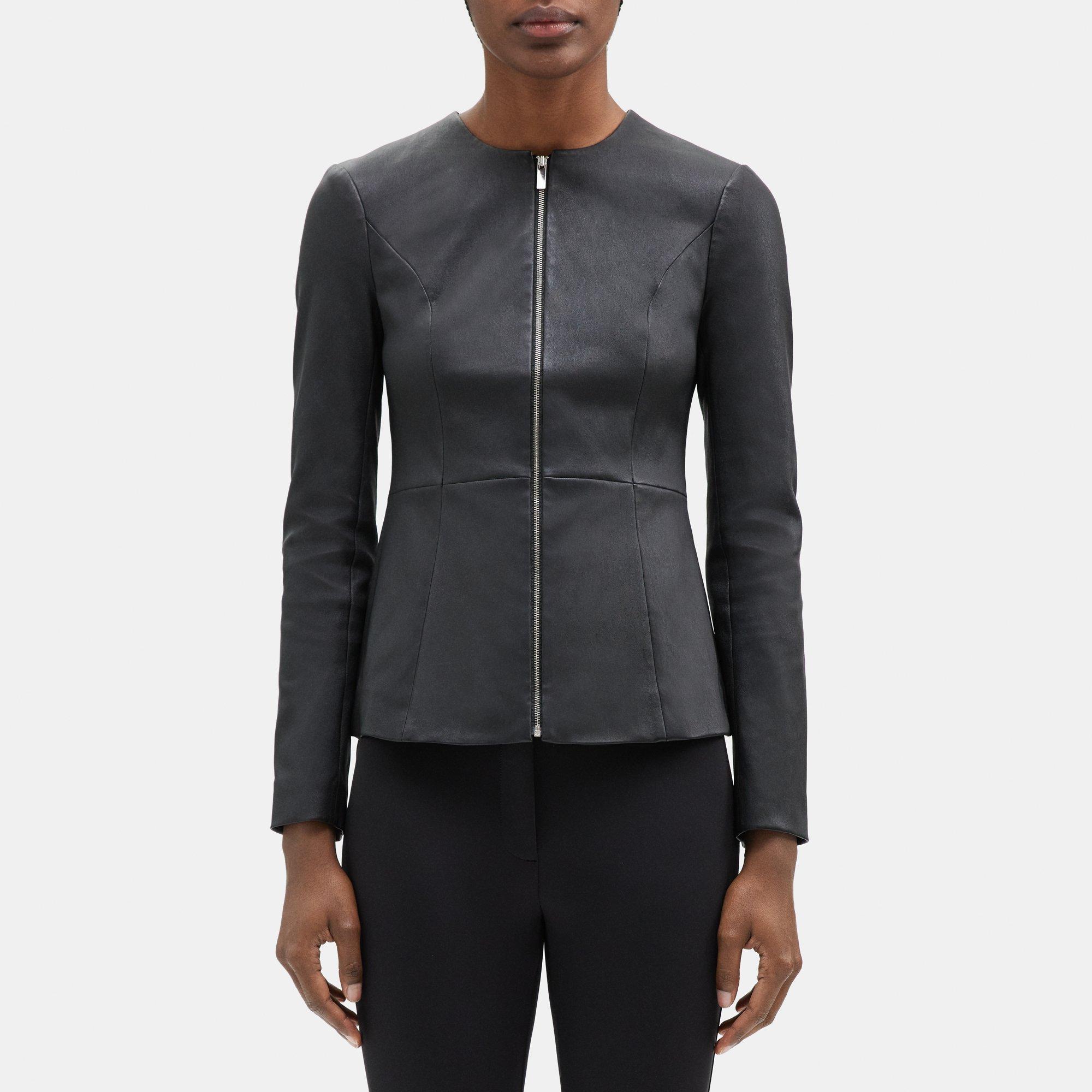 Theory Peplum Jacket in Leather