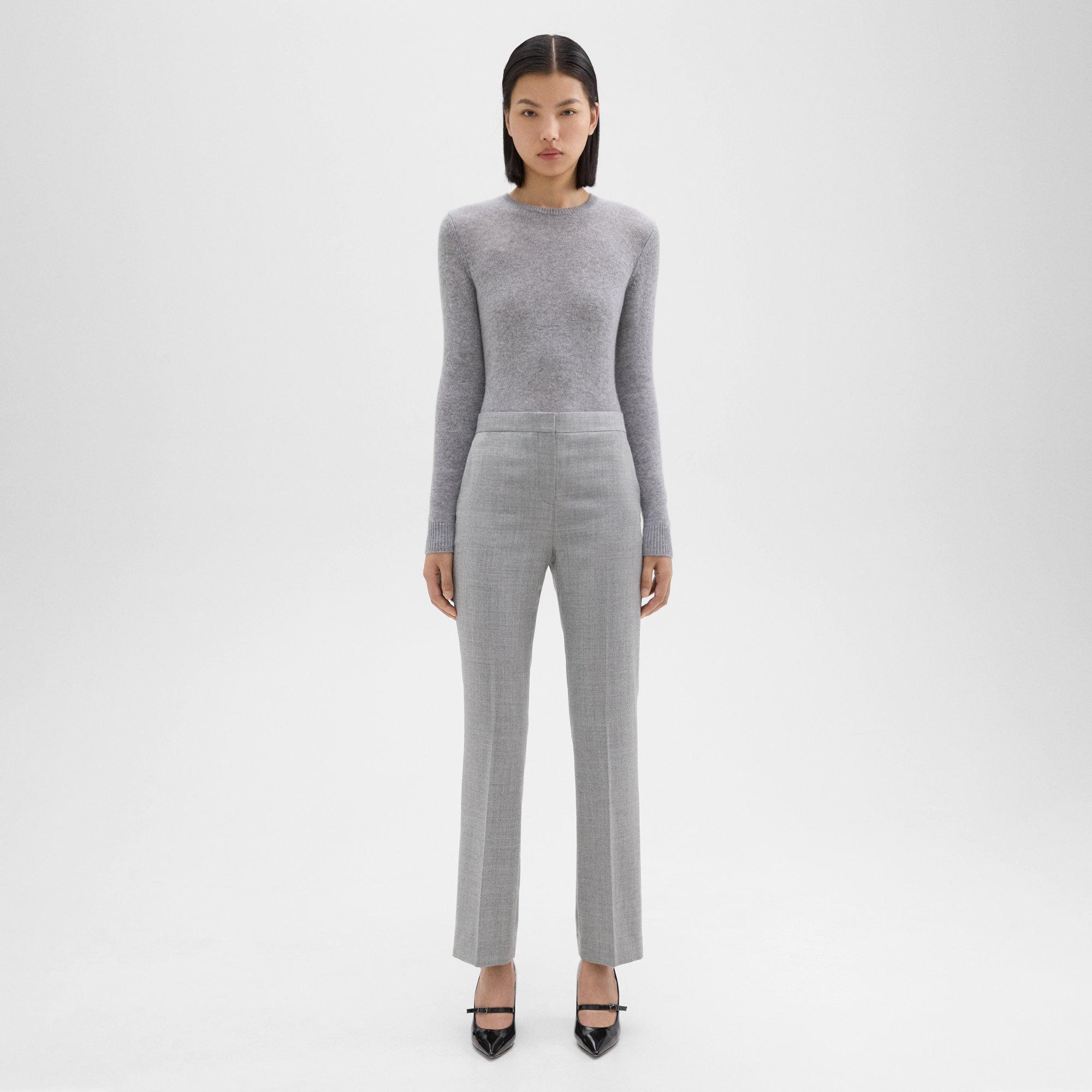 띠어리 Theory Slim-Straight Pant in Melange Sleek Flannel,NEW LIGHT HEATHER