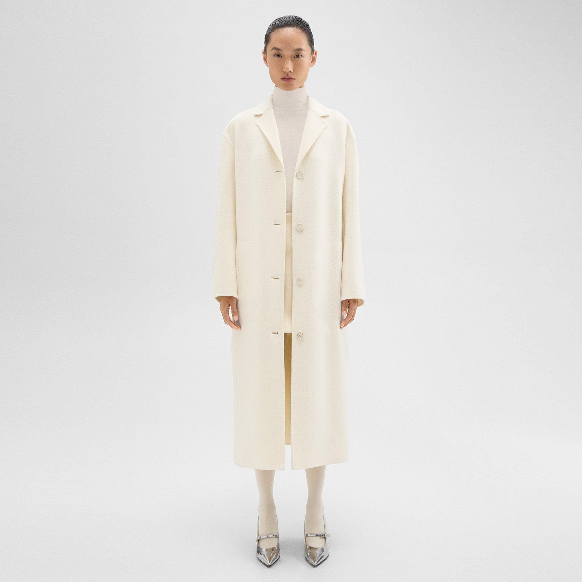 Double-Face Wool-Cashmere Belted Coat Theory