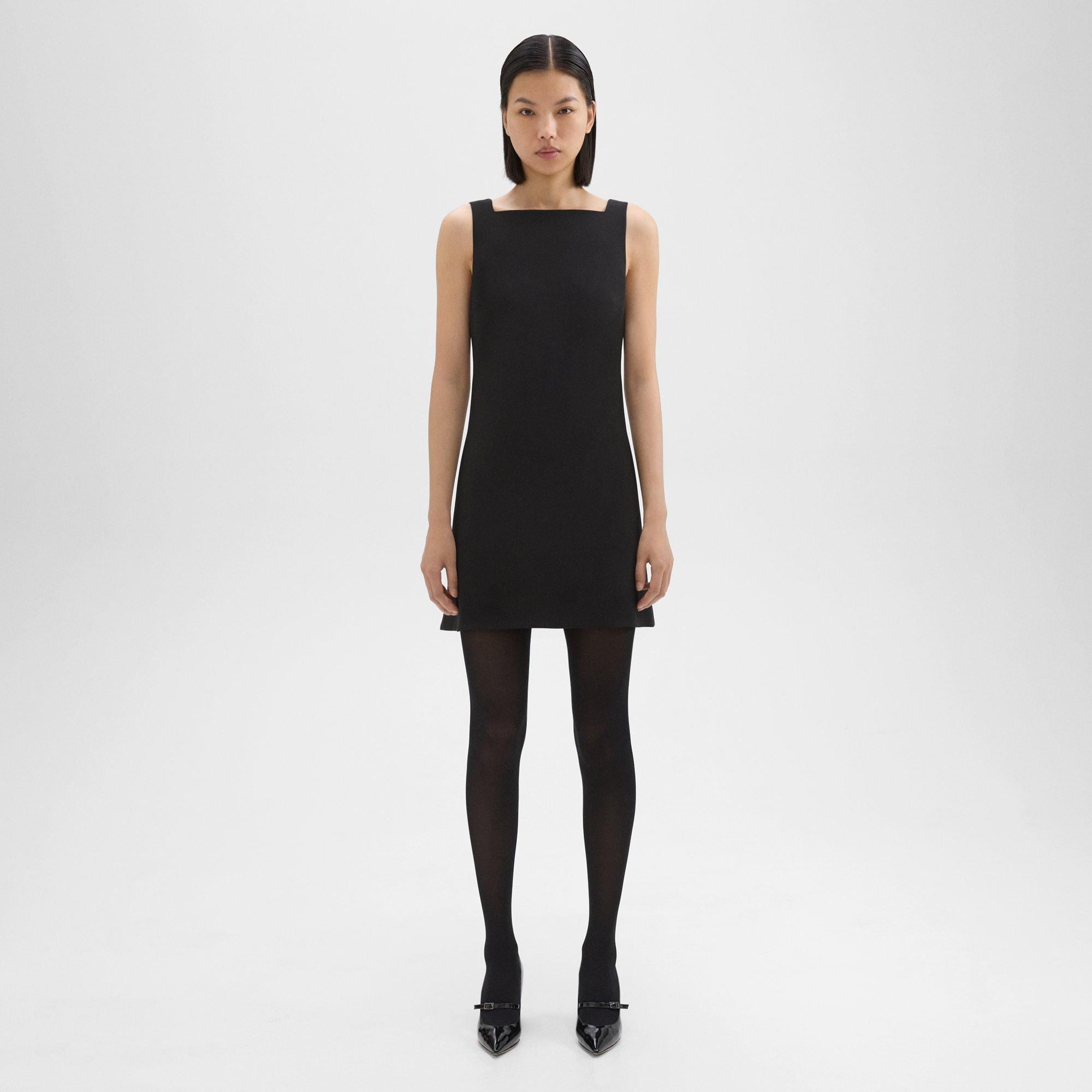 띠어리 Theory A-Line Mini Dress in Double Weave,BLACK