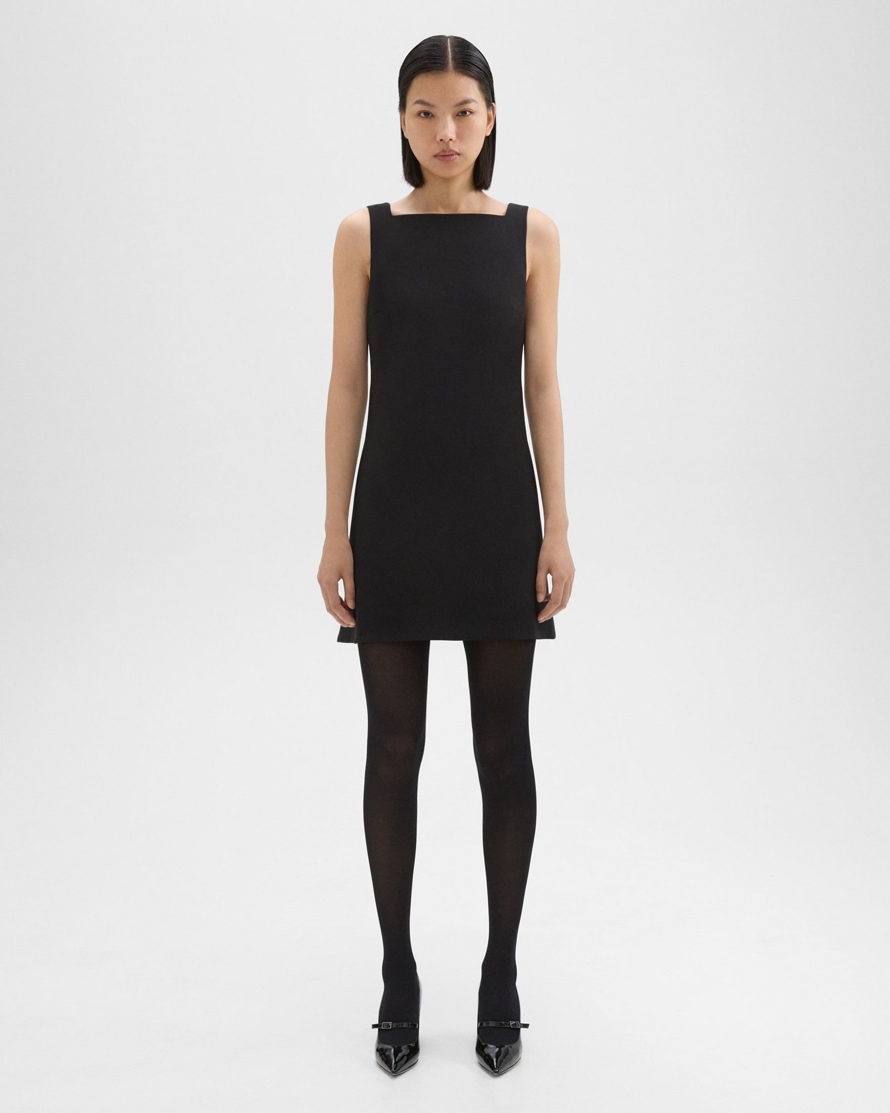 띠어리 Theory A-Line Mini Dress in Double Weave,BLACK