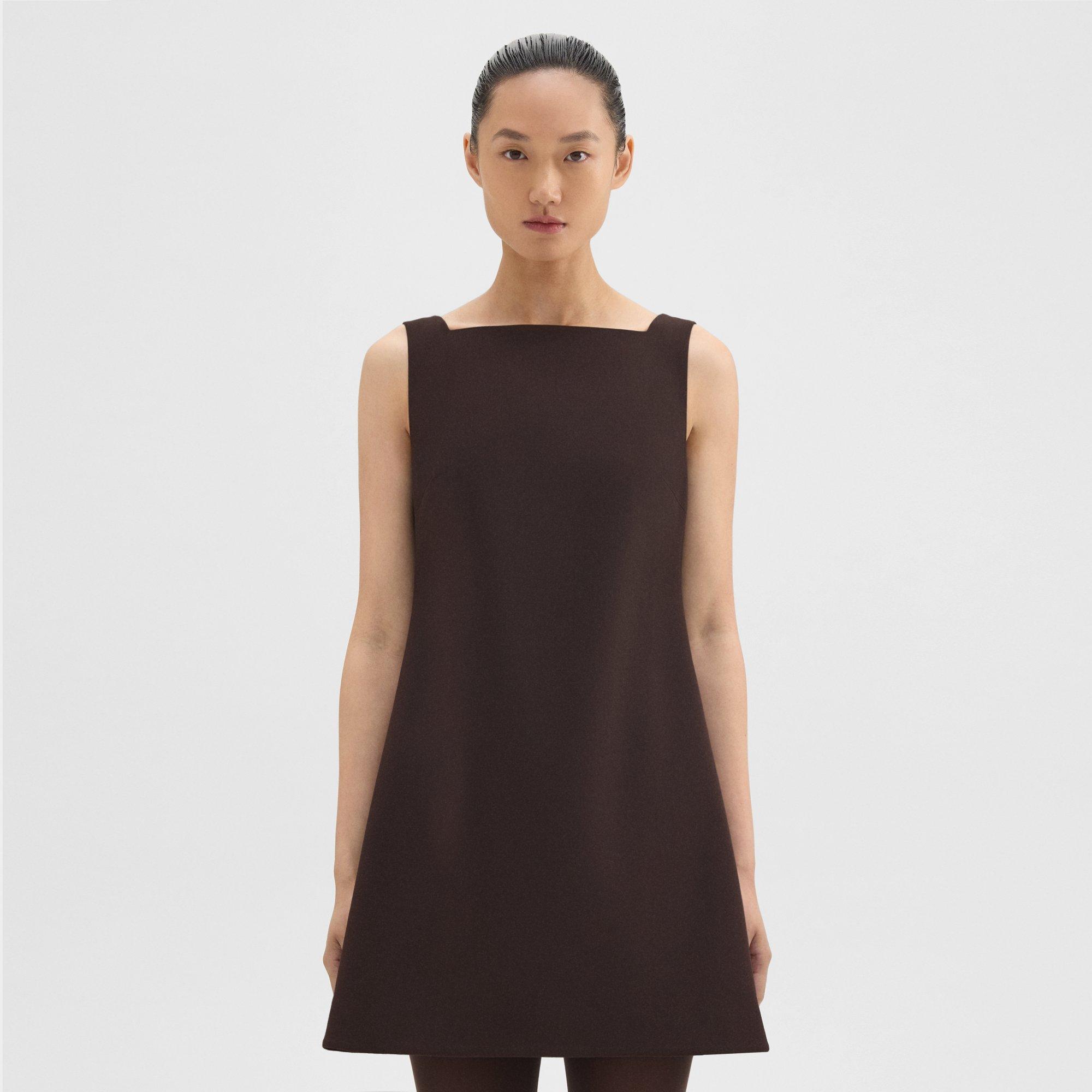 띠어리 Theory A-Line Mini Dress in Double Weave,MINK