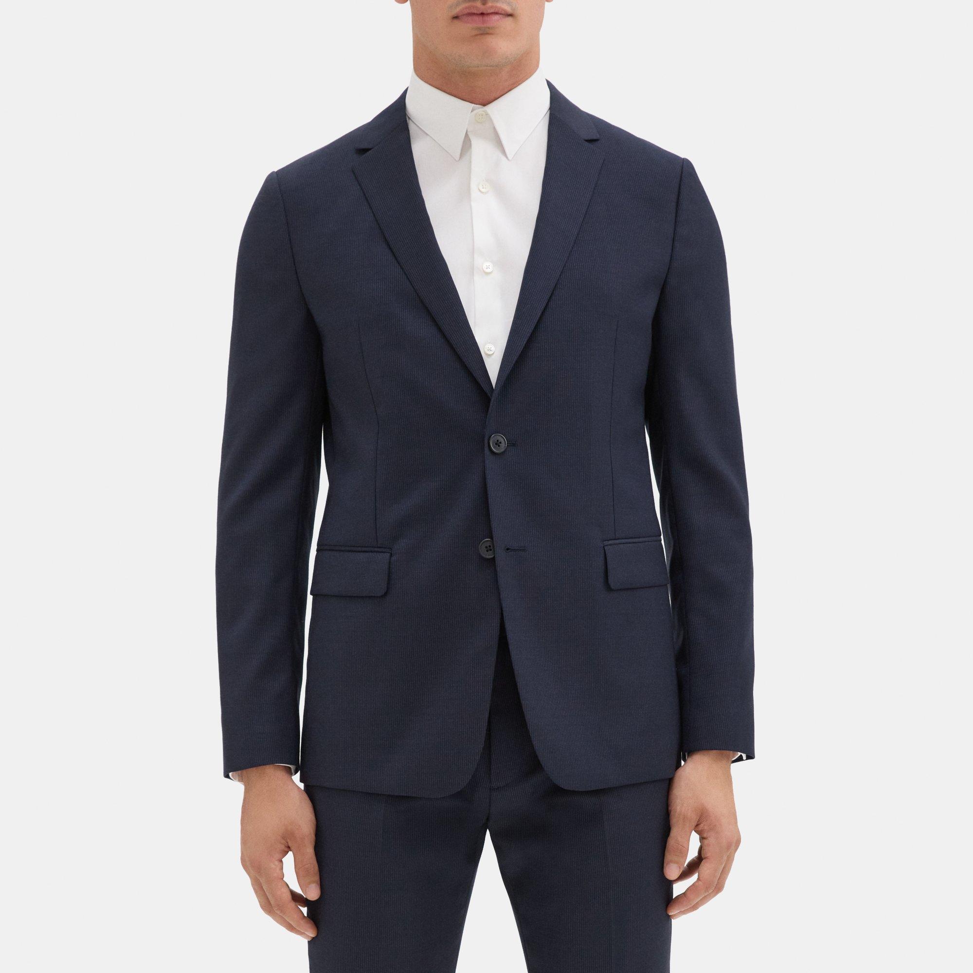 Pinstripe Wool Unstructured Suit Jacket | Theory Outlet