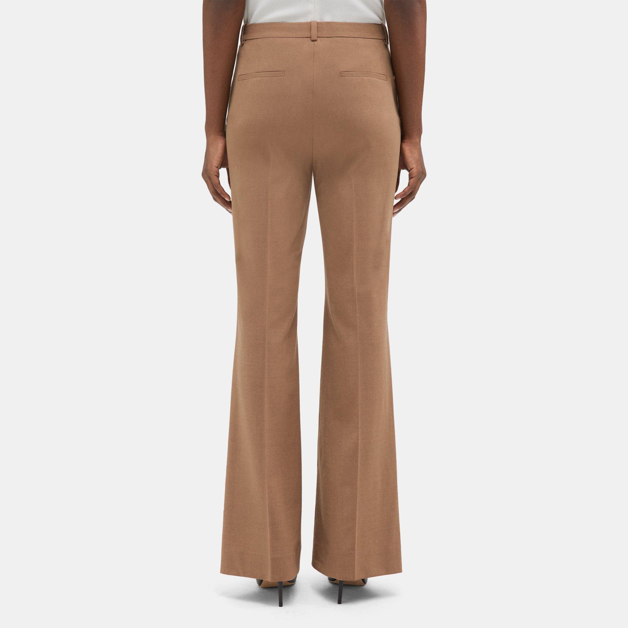 Ivory flat-front cuffed essential Side Zip Pants