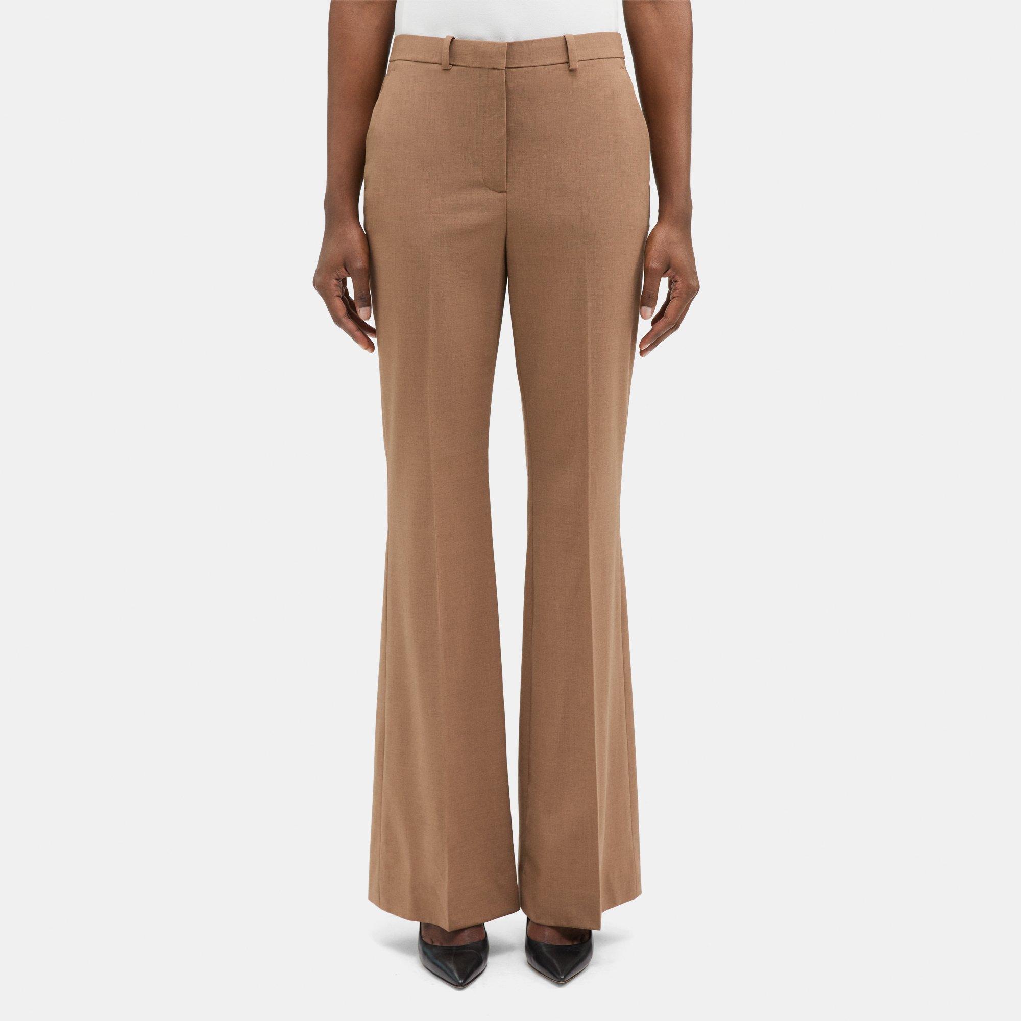 띠어리 Theory High-Waist Flare Pant in Sevona Stretch Wool,CAMEL