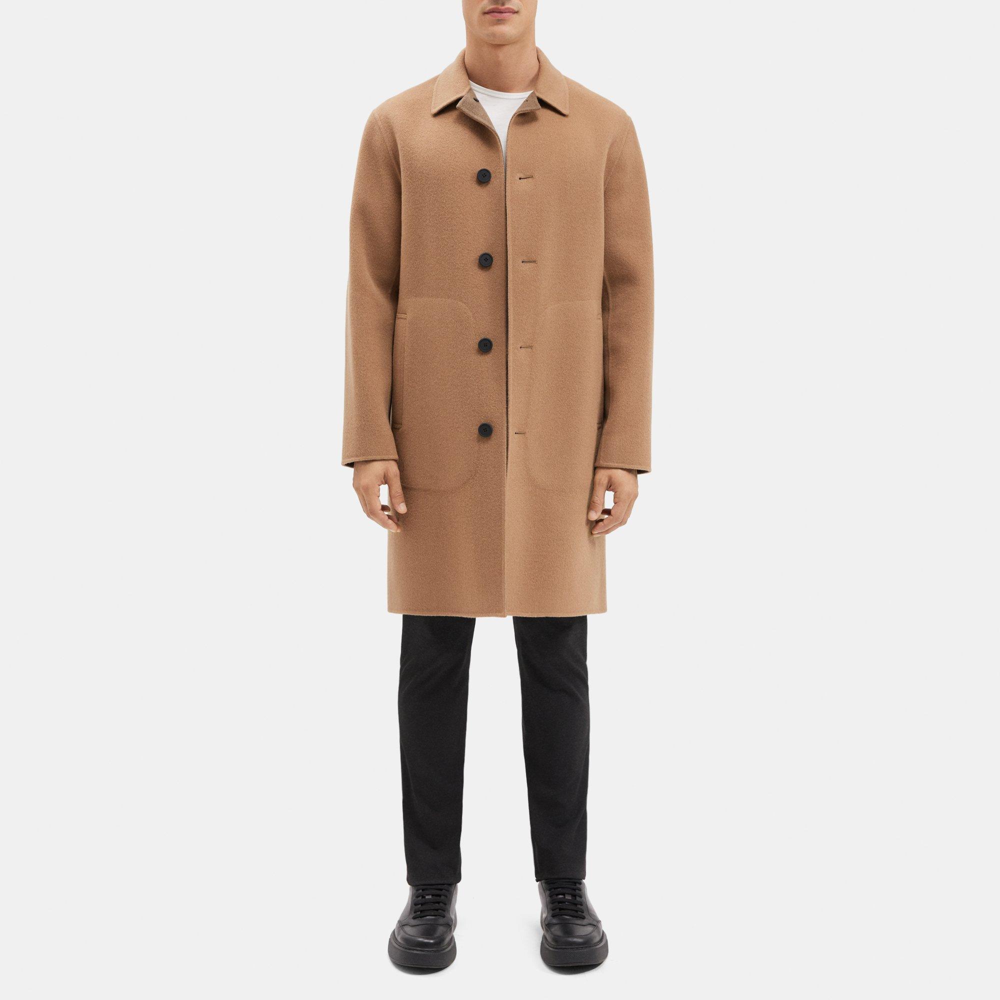 띠어리 Theory Caban Coat in Double-Face Wool-Cashmere,BUCKWHEAT/DARK ELM