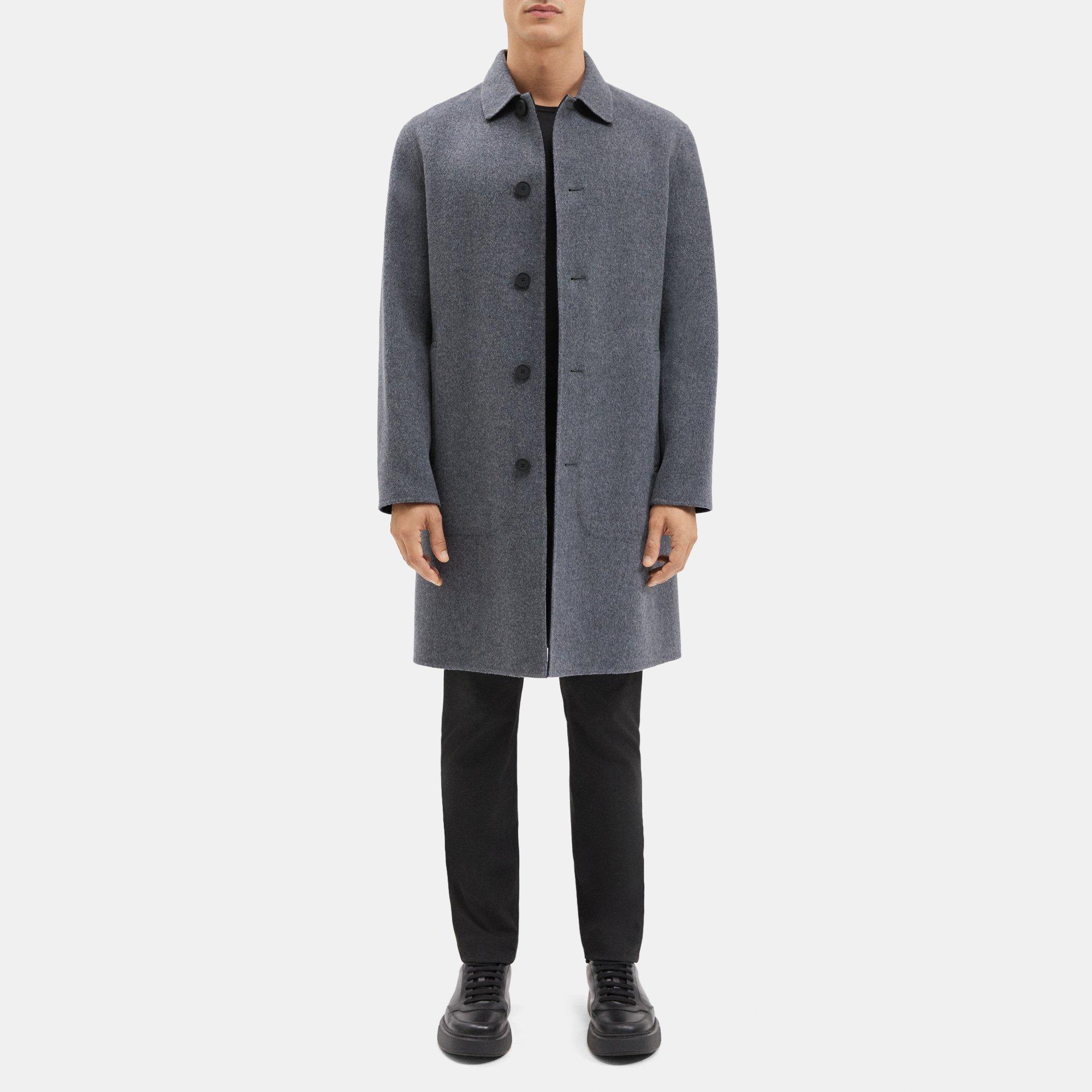 띠어리 Theory Caban Coat in Double-Face Wool-Cashmere,DARK GREY MELANGE/NAVY