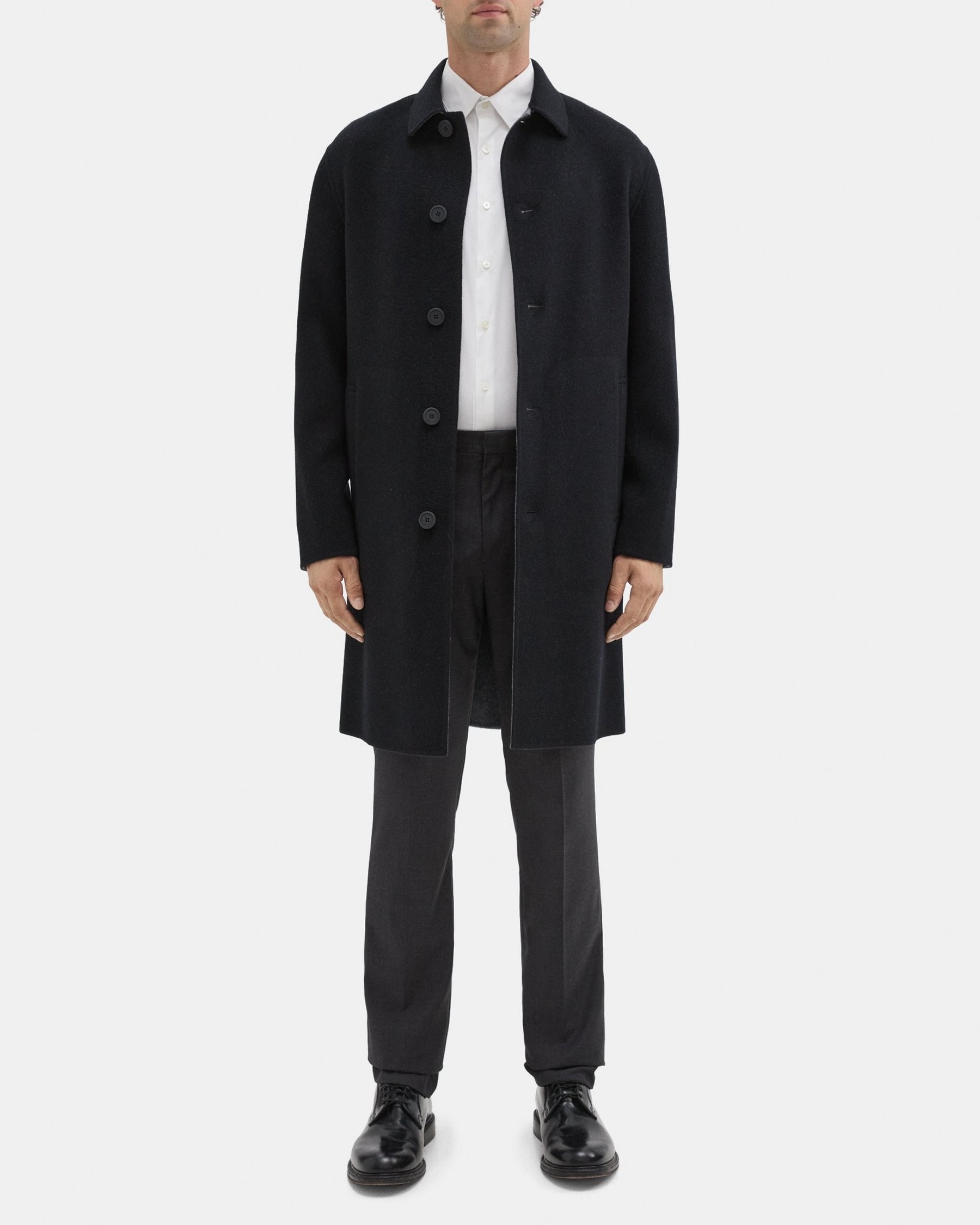 띠어리 Theory Caban Coat in Double-Face Wool-Cashmere,BLACK/DARK GREY MELANGE