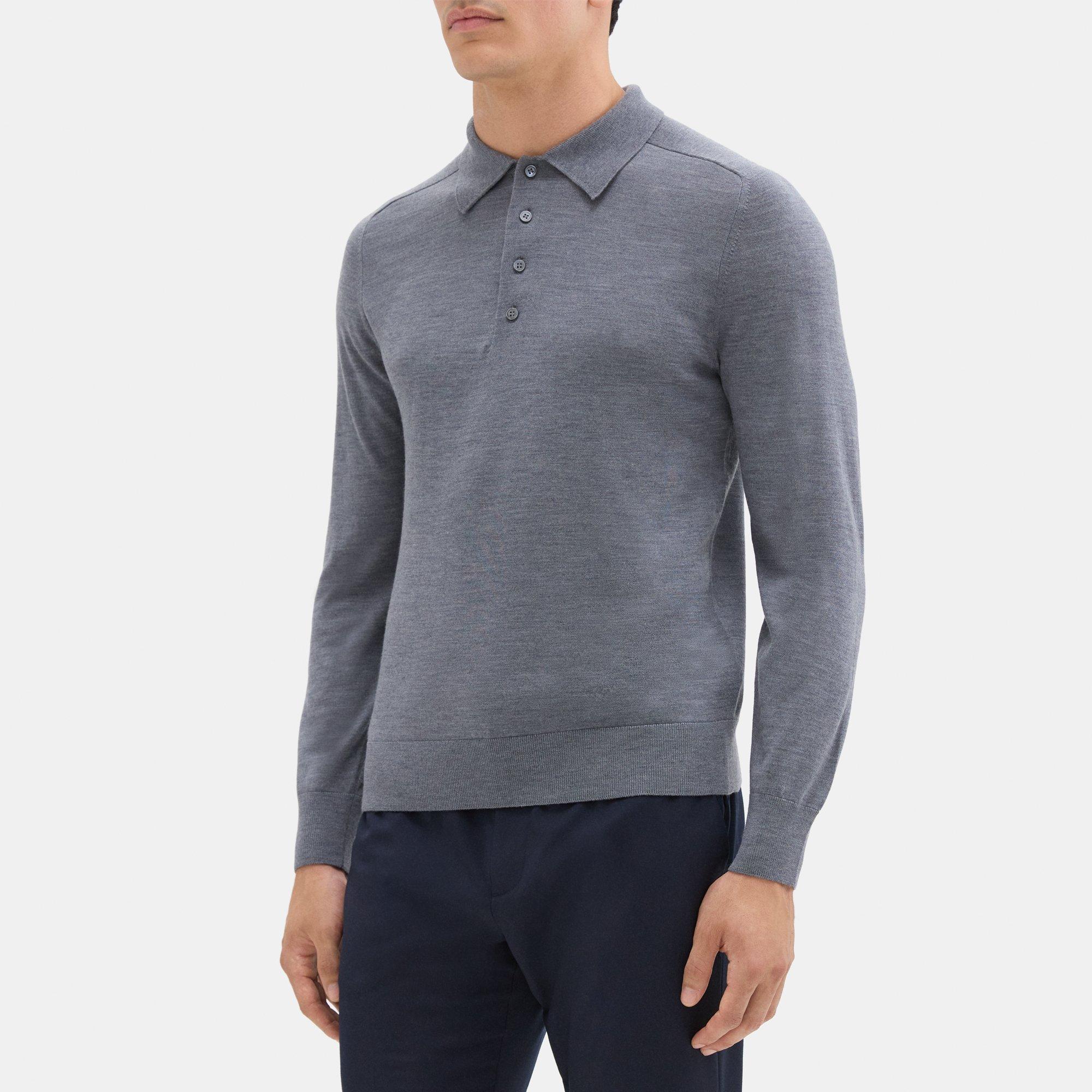 Merino Wool Polo Sweater Outlet Theory 