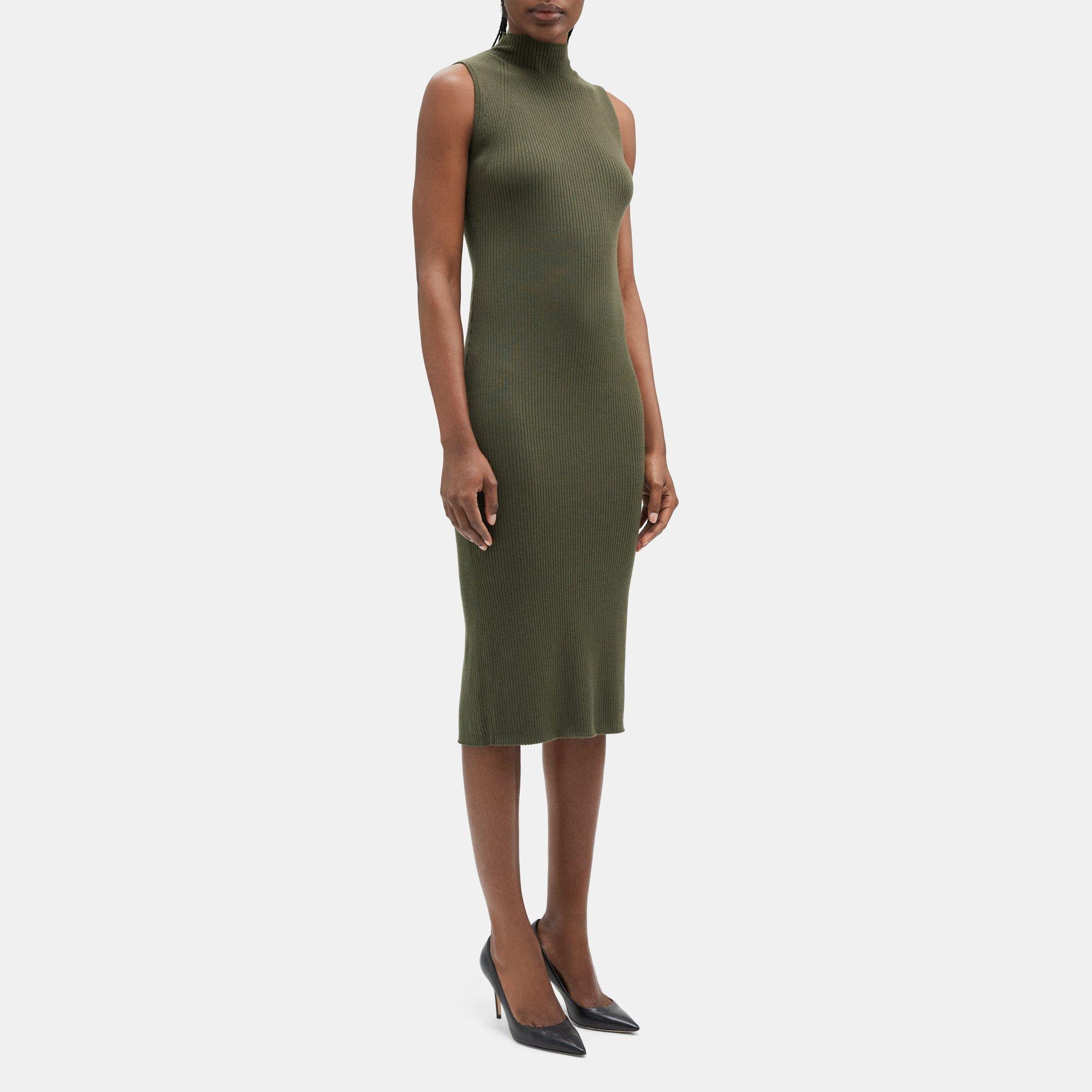 Ribbed Sleeveless Dress in Merino Wool