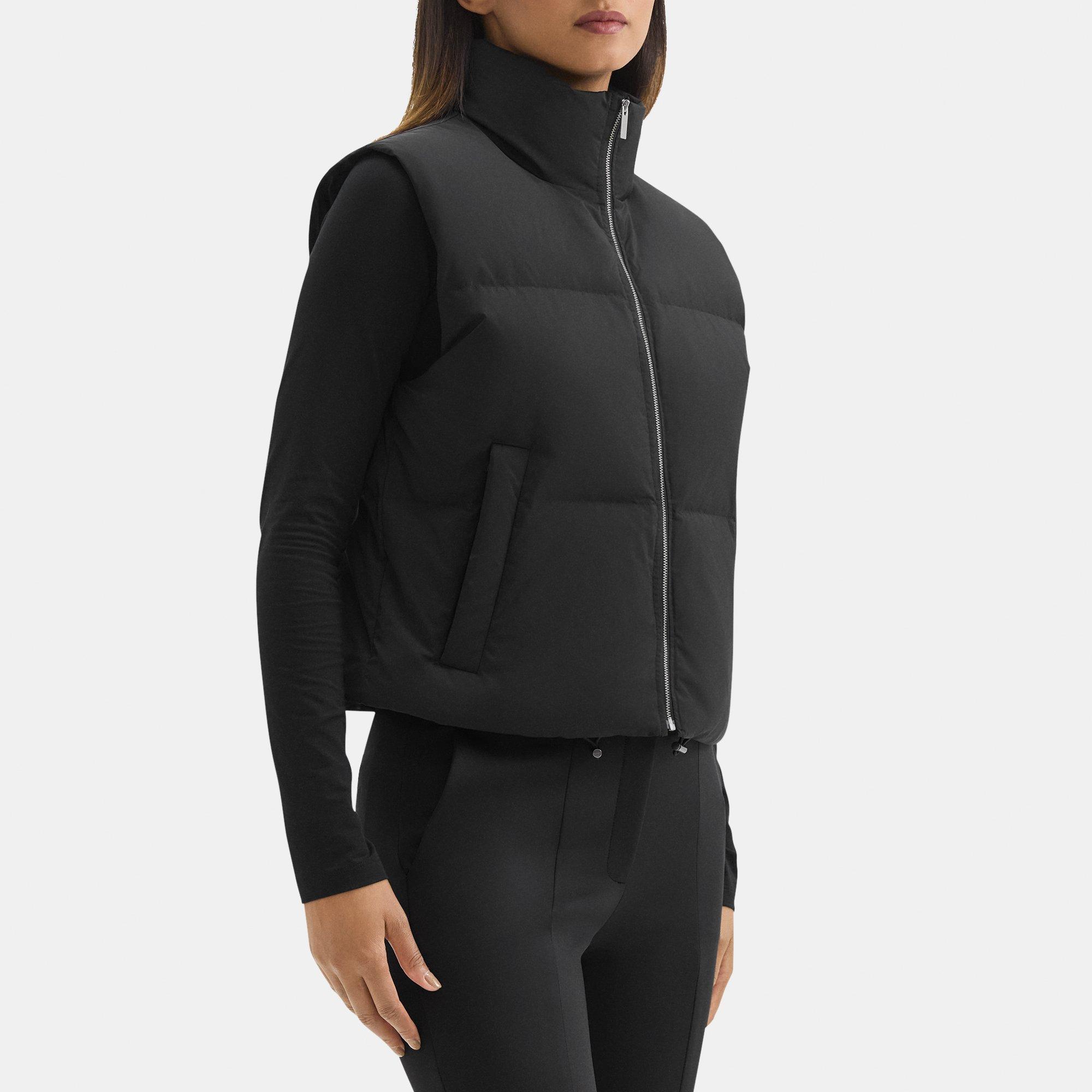 Black Tie Side Hooded Cropped Puffer Vest – IRHAZ