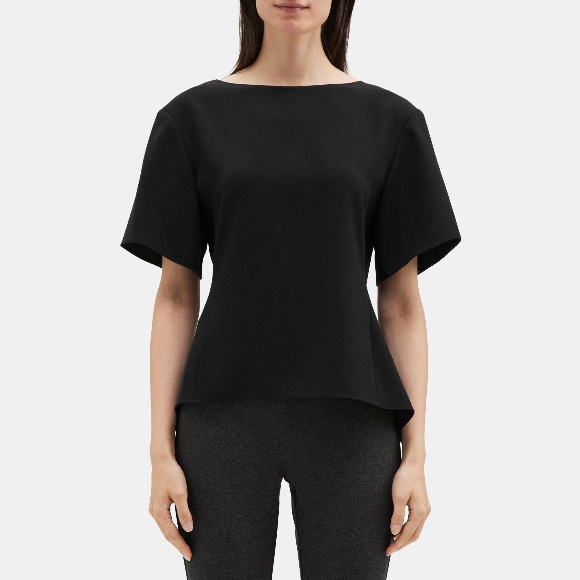 Crepe Short-Sleeve Butterfly Top | Theory Outlet