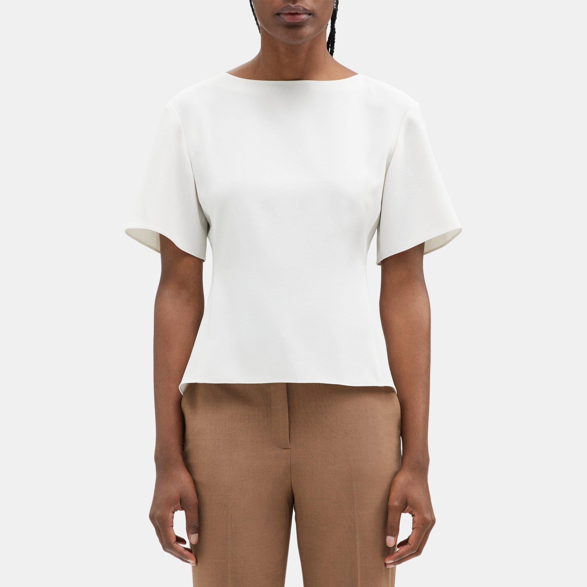 Theory Short-Sleeve Butterfly Top in Crepe