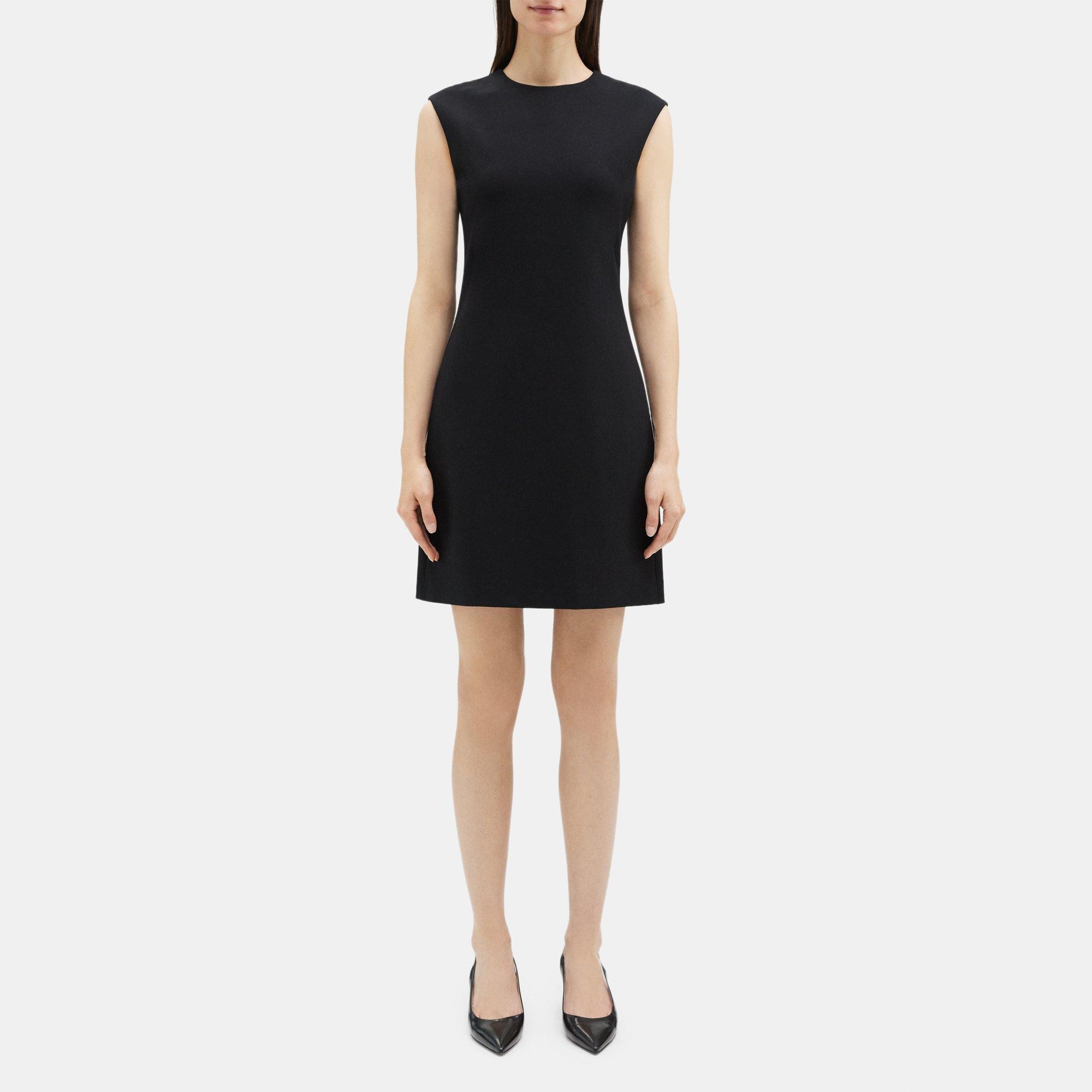 Theory Cap-Sleeve Shift Dress in Stretch Knit Ponte