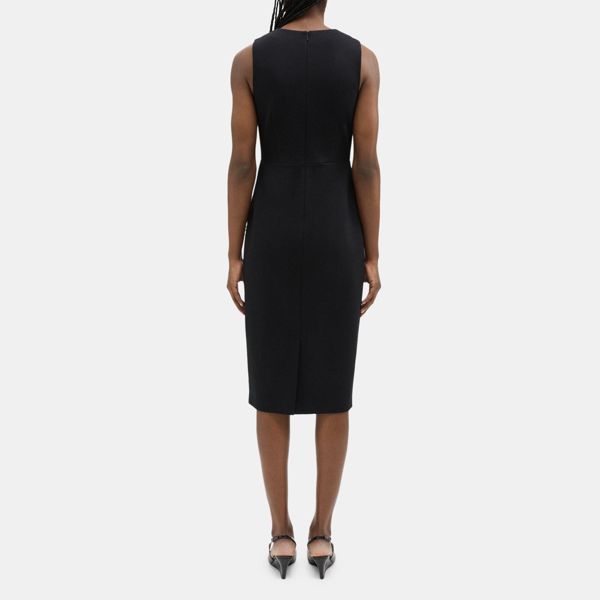 Stretch Knit Ponte Midi Sheath Dress