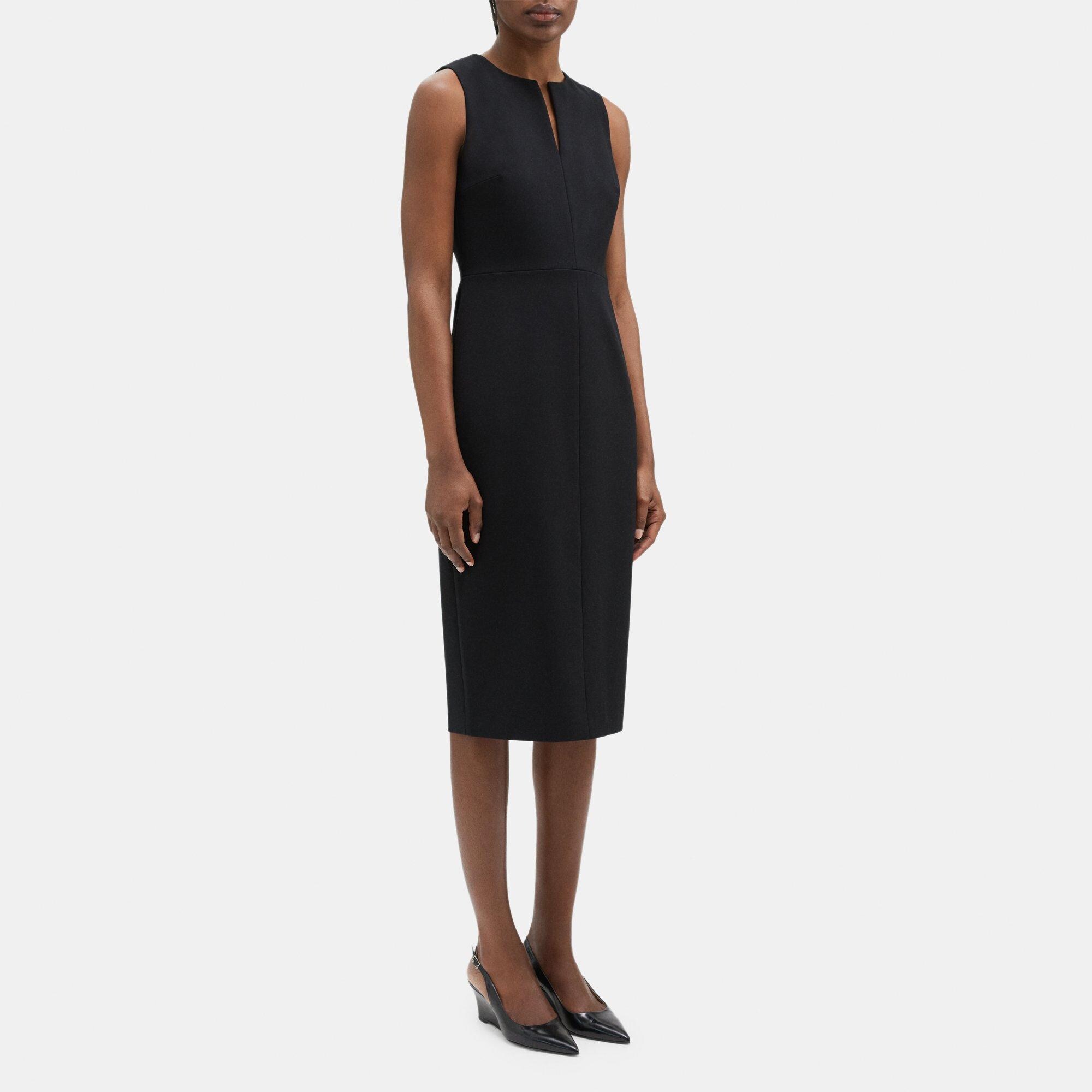 Stretch Knit Ponte Midi Sheath Dress