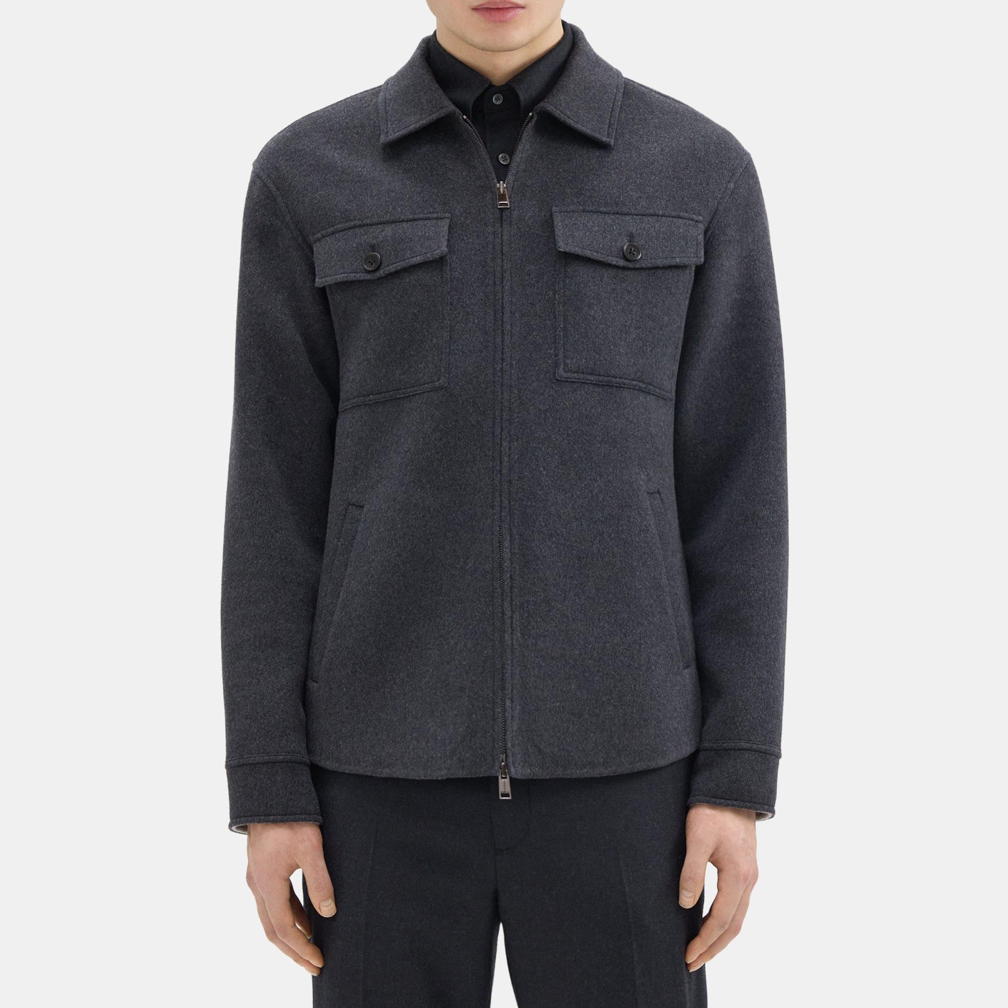 띠어리 Theory Vena Shirt Jacket in Double-Face Wool-Cashmere,DARK CHARCOAL MELANGE