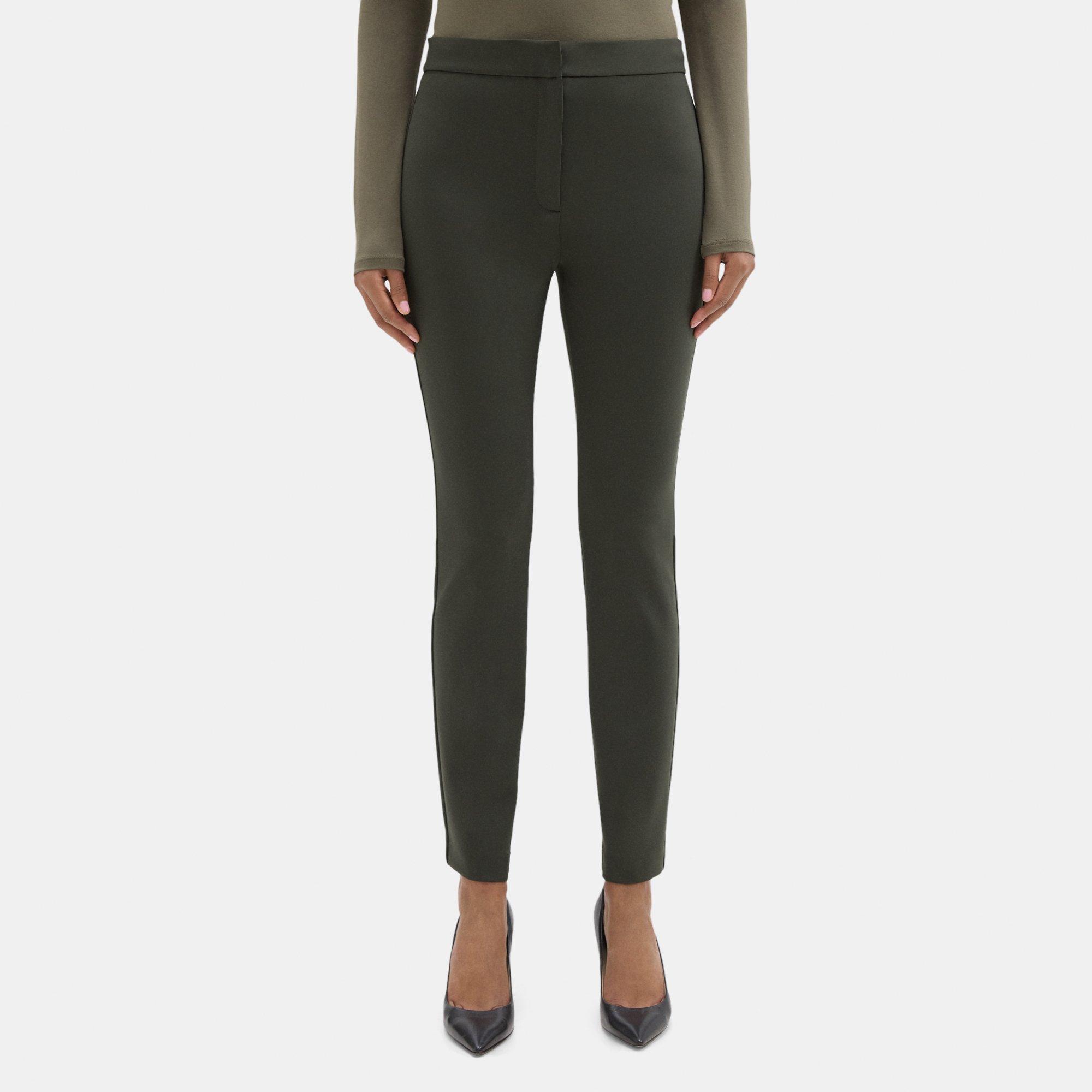 띠어리 Theory Slim Pant in Tech Knit,DEEP GREEN