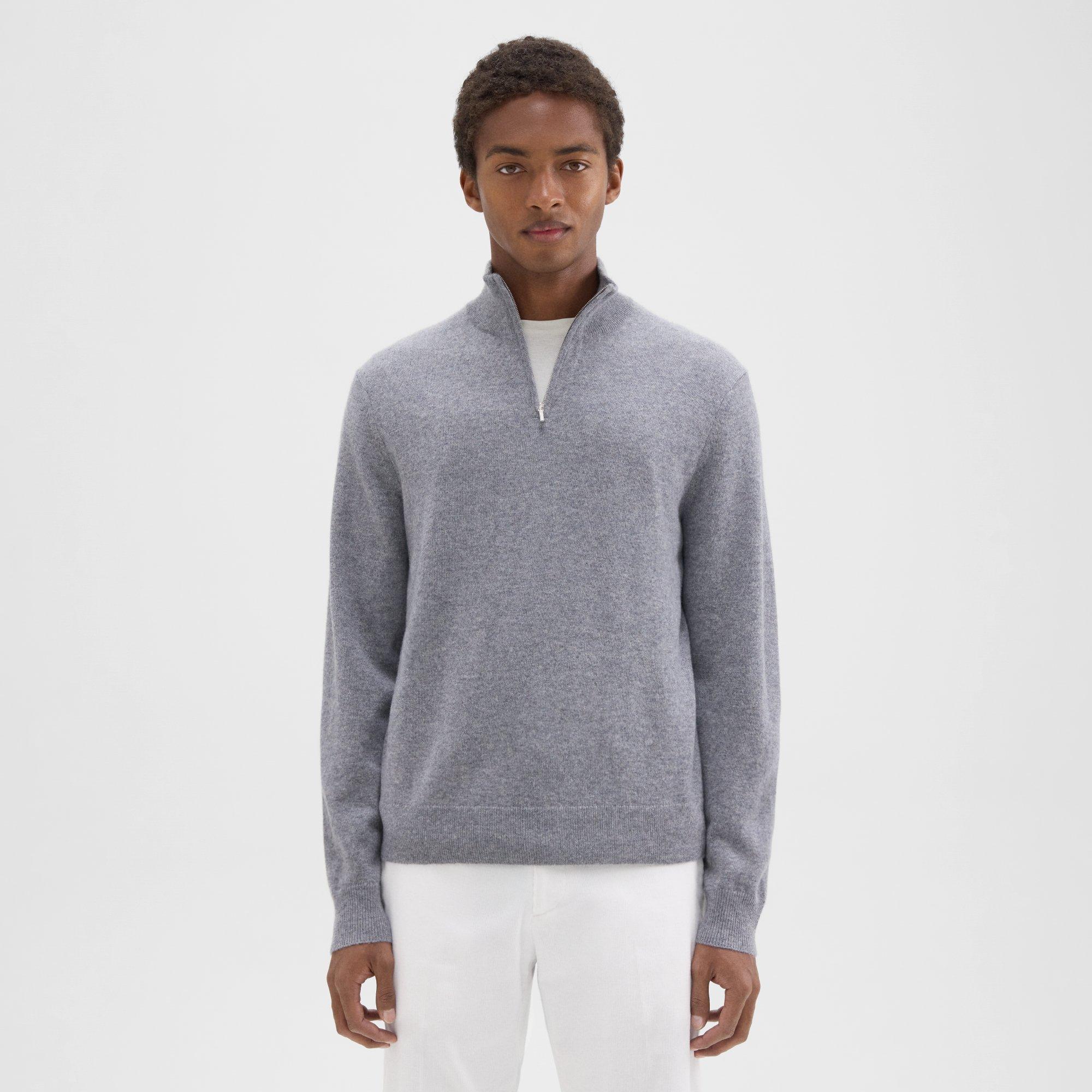 띠어리 Theory Hilles Quarter-Zip Sweater in Cashmere,DERBY HEATHER