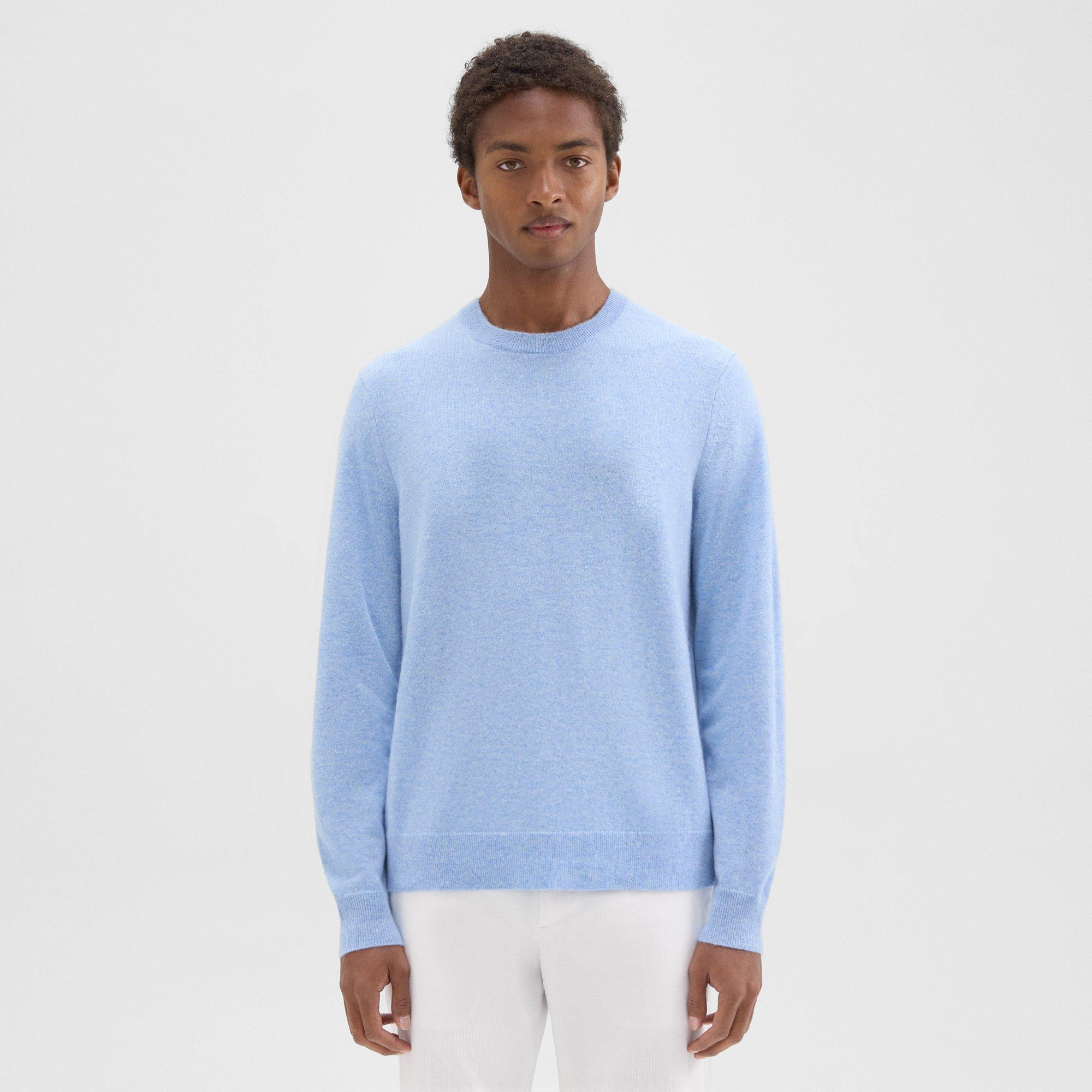 띠어리 Theory Hilles Crewneck Sweater in Cashmere,LIGHT BLUE MELANGE