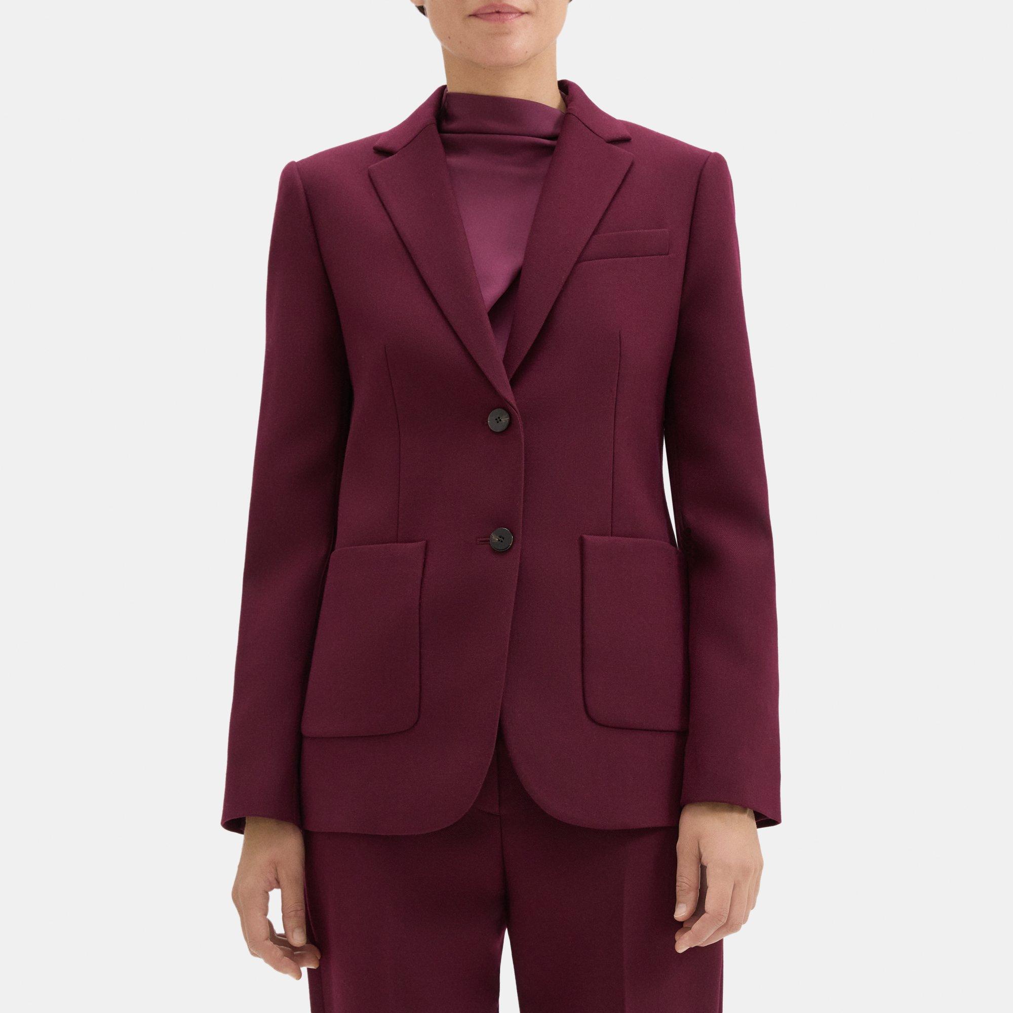 띠어리 Theory Classic Blazer in Wool-Blend Twill,BORDEAUX