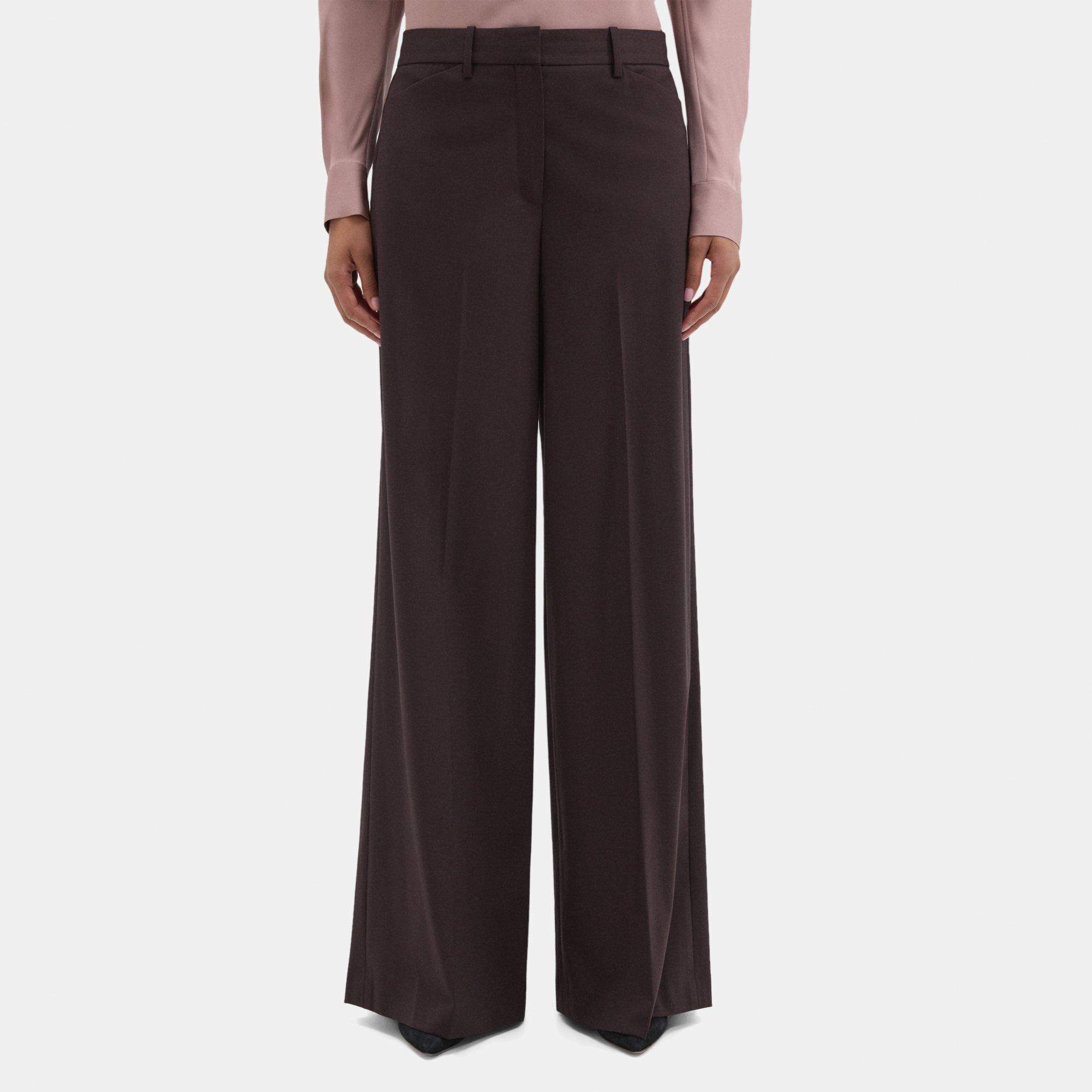 띠어리 Theory Wide-Leg Pant in Sevona Stretch Wool,REDWOOD