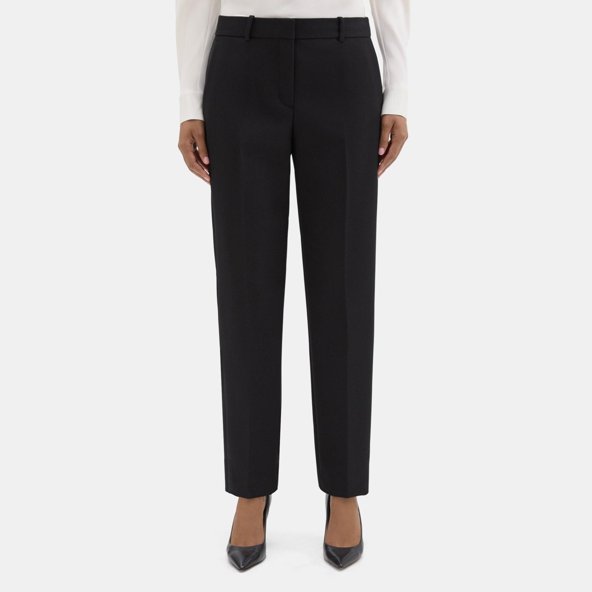 띠어리 Theory Classic Crop Pant in Wool-Blend Twill,BLACK