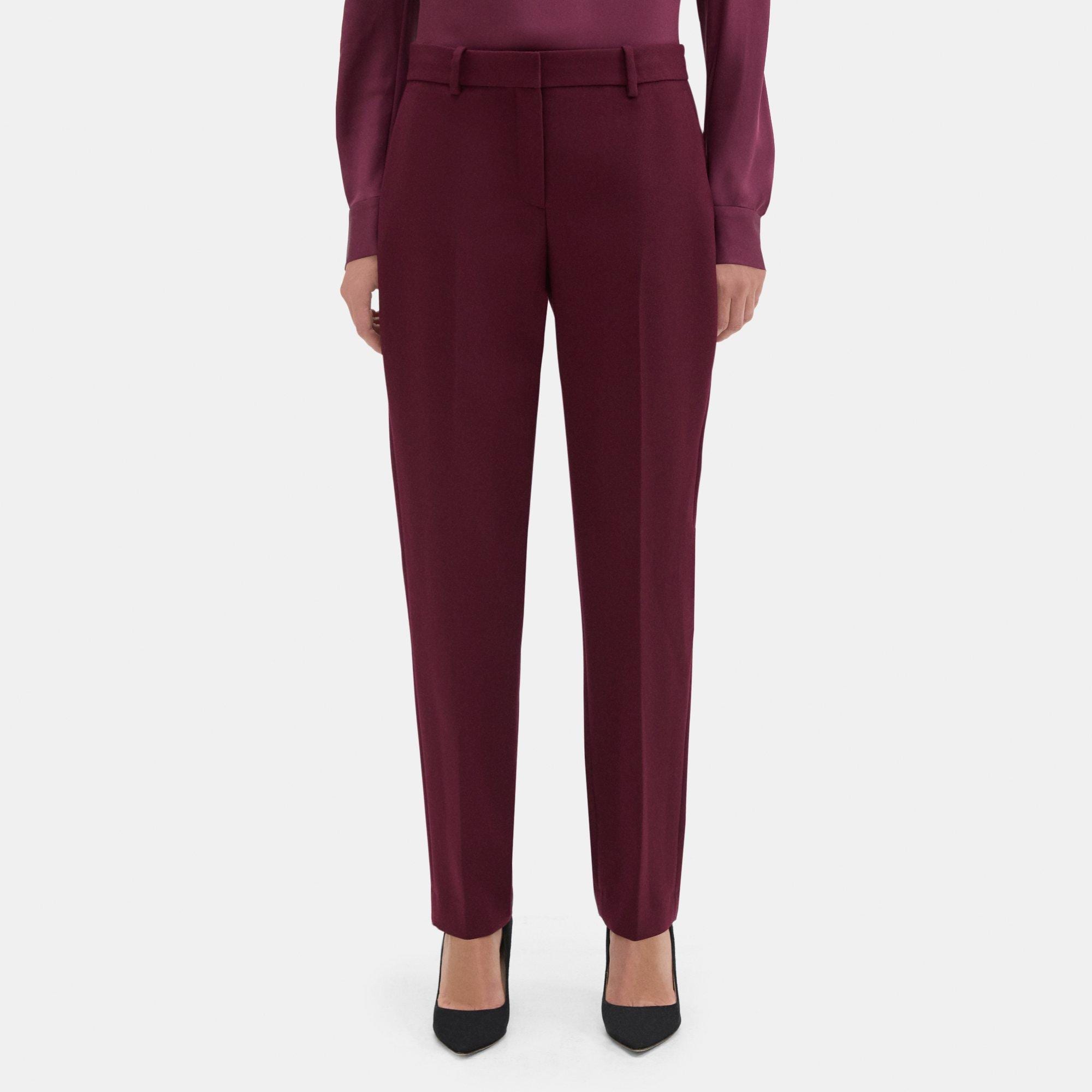 띠어리 Theory Classic Crop Pant in Wool-Blend Twill,BORDEAUX