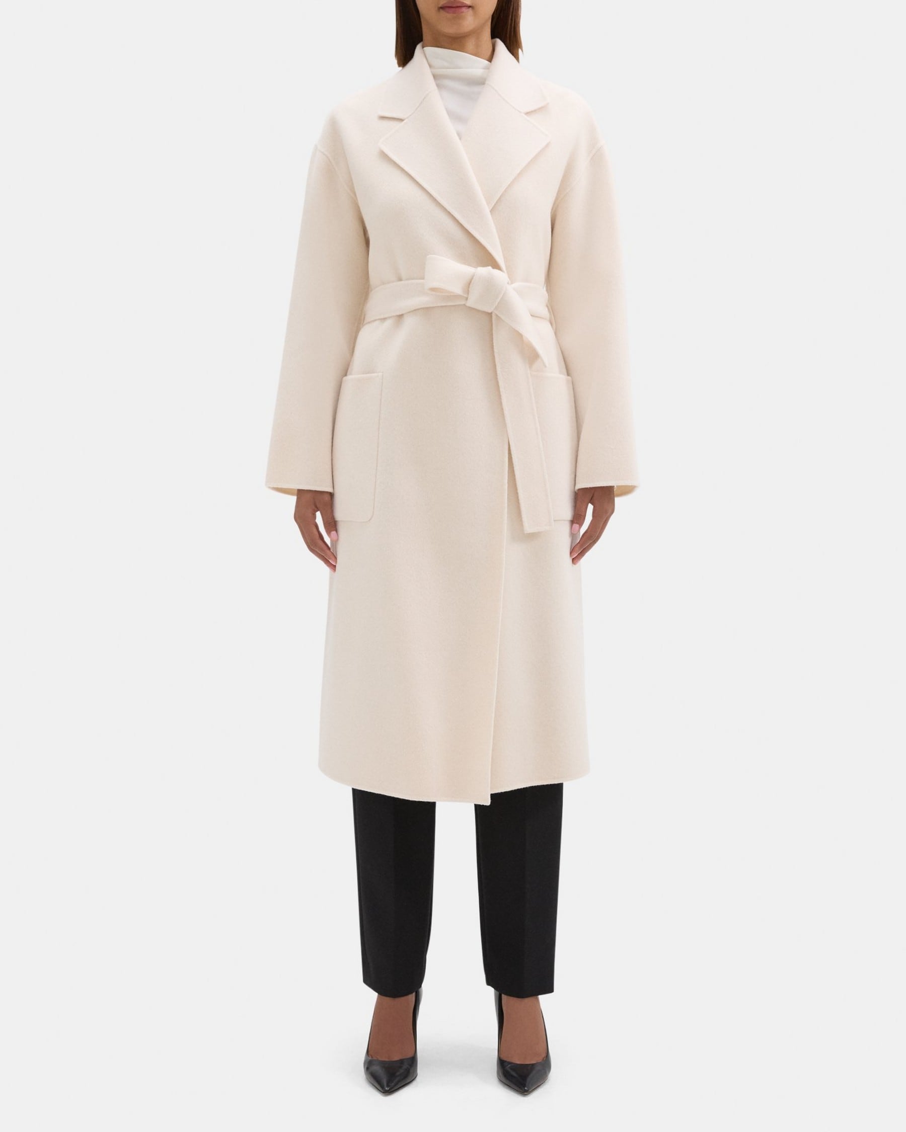띠어리 Theory Robe Coat in Double-Face Wool-Cashmere,WHEAT