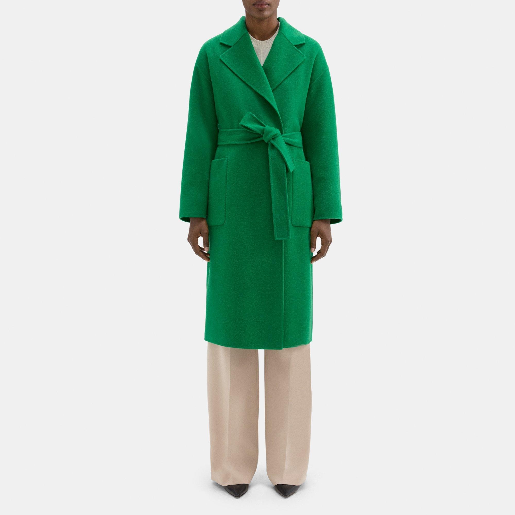 띠어리 Theory Robe Coat in Double-Face Wool-Cashmere,EMERALD