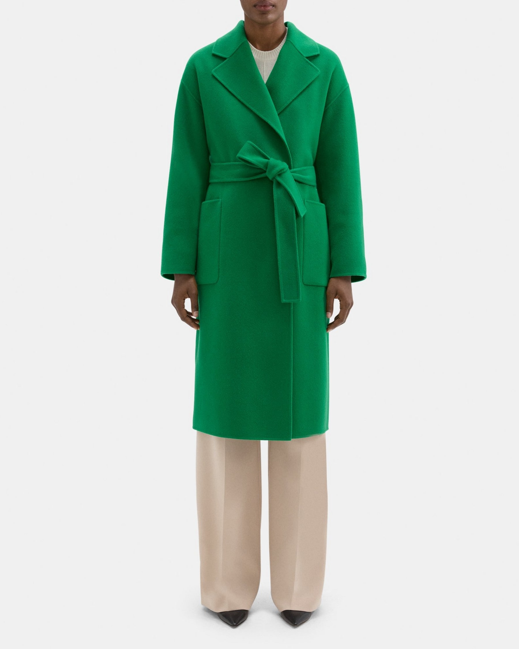 띠어리 Theory Robe Coat in Double-Face Wool-Cashmere,EMERALD