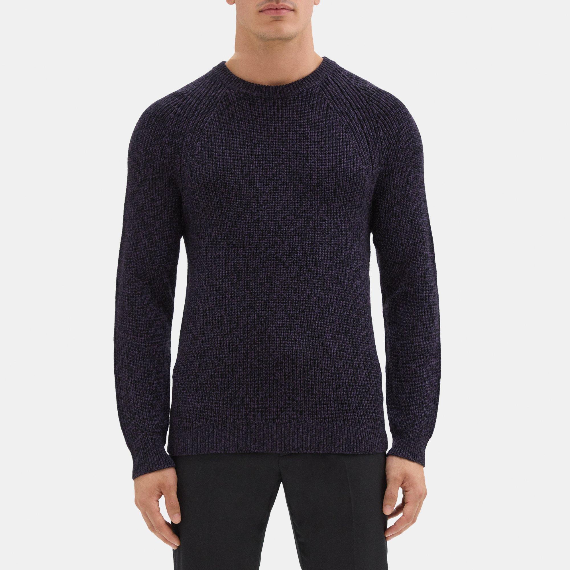 띠어리 Theory Crewneck Sweater in Merino Wool,BLACK/CONCORD