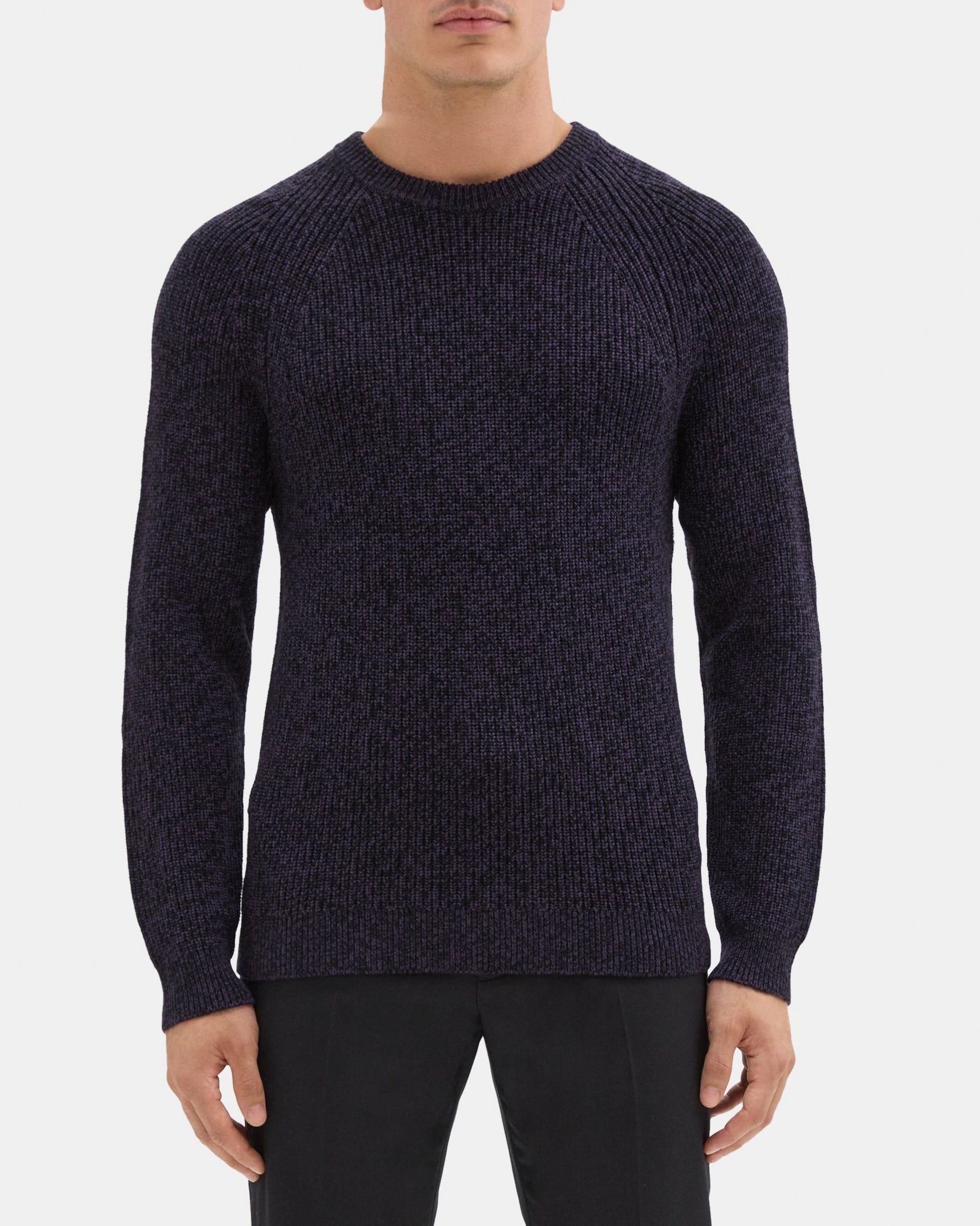 띠어리 Theory Crewneck Sweater in Merino Wool,BLACK/CONCORD