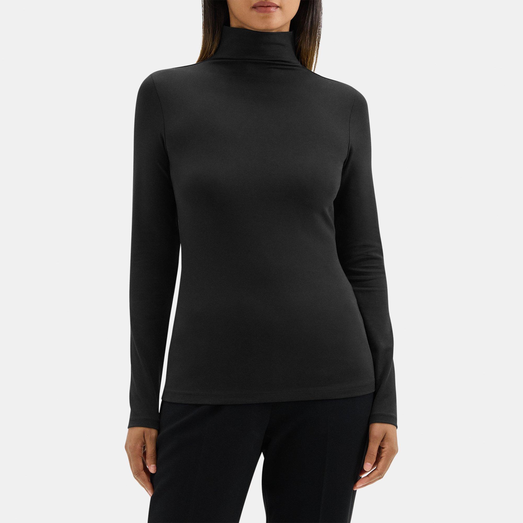 Theory Long-Sleeve Turtleneck Tee in Pima Cotton Jersey