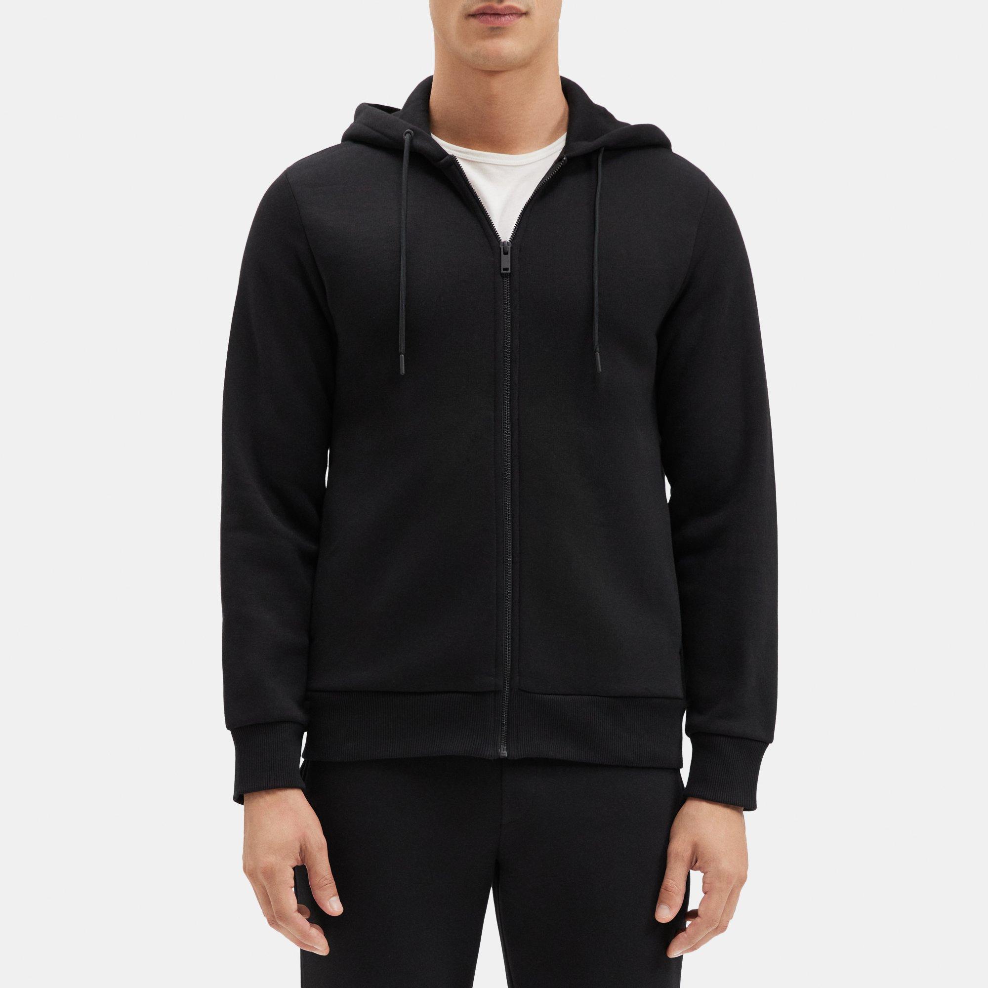 Cotton Blend Fleece Zip-Up Hoodie | Theory Outlet