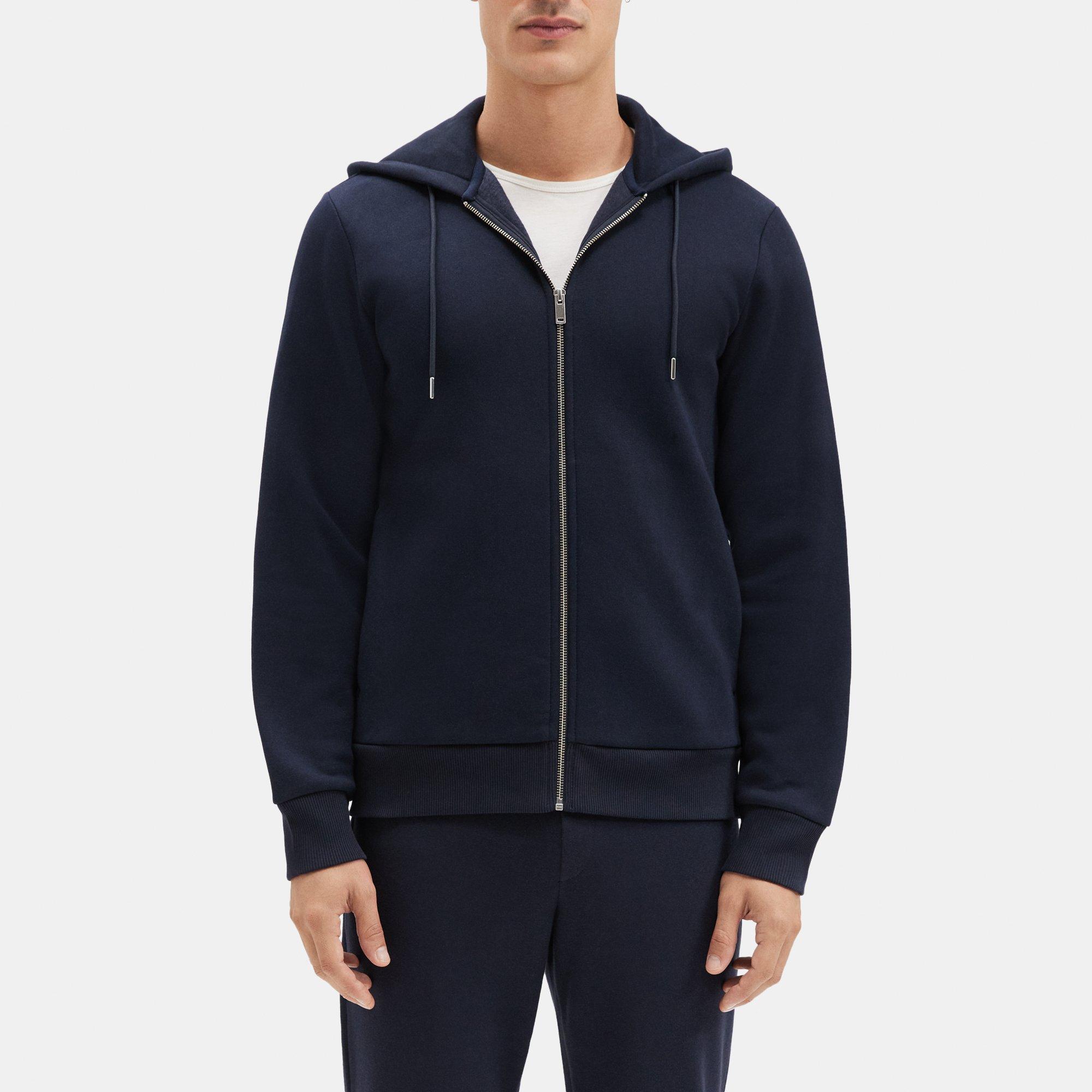 Cotton Blend Fleece Zip-Up Hoodie | Theory Outlet