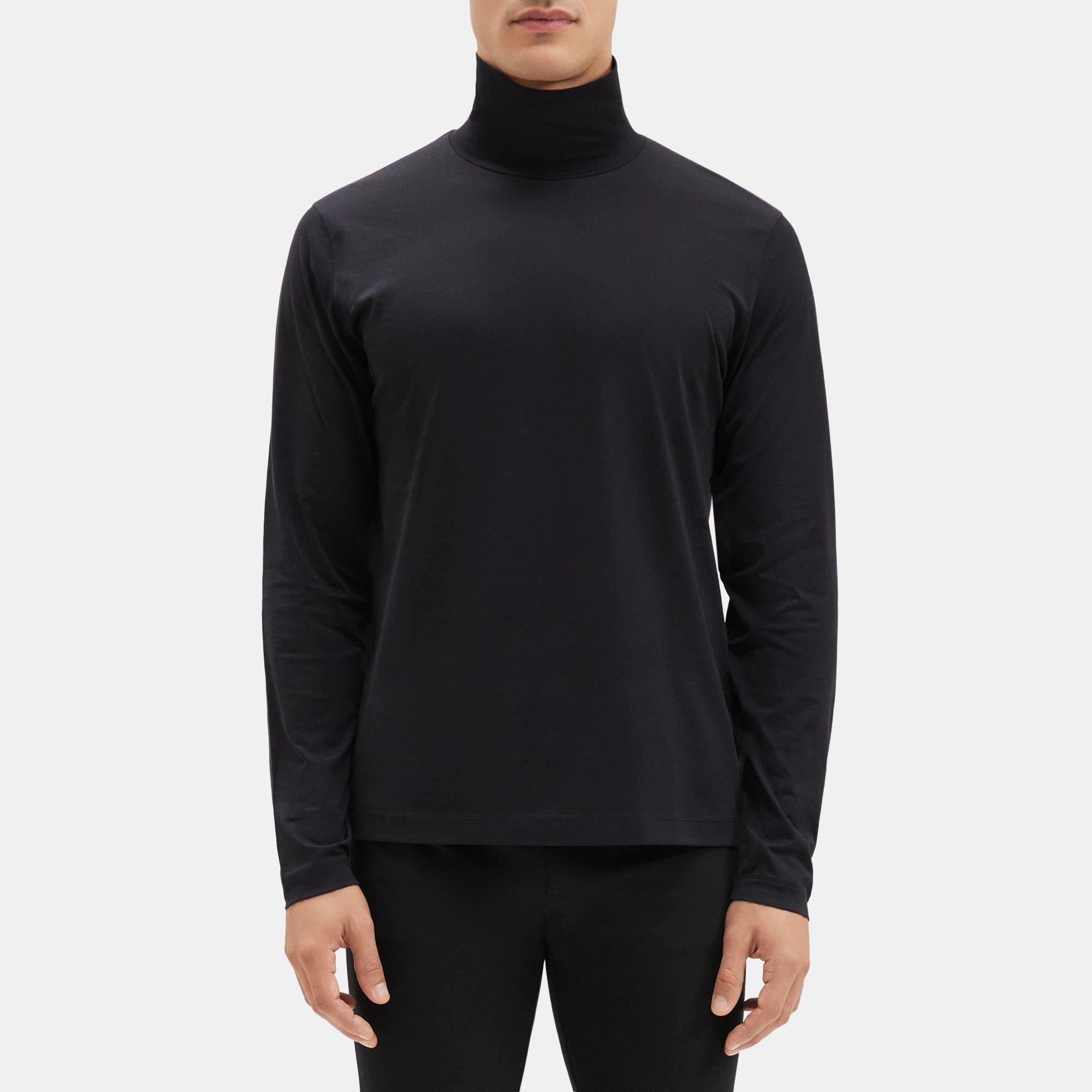 띠어리 Theory Turtleneck Long-Sleeve Tee in Cotton Jersey,BLACK