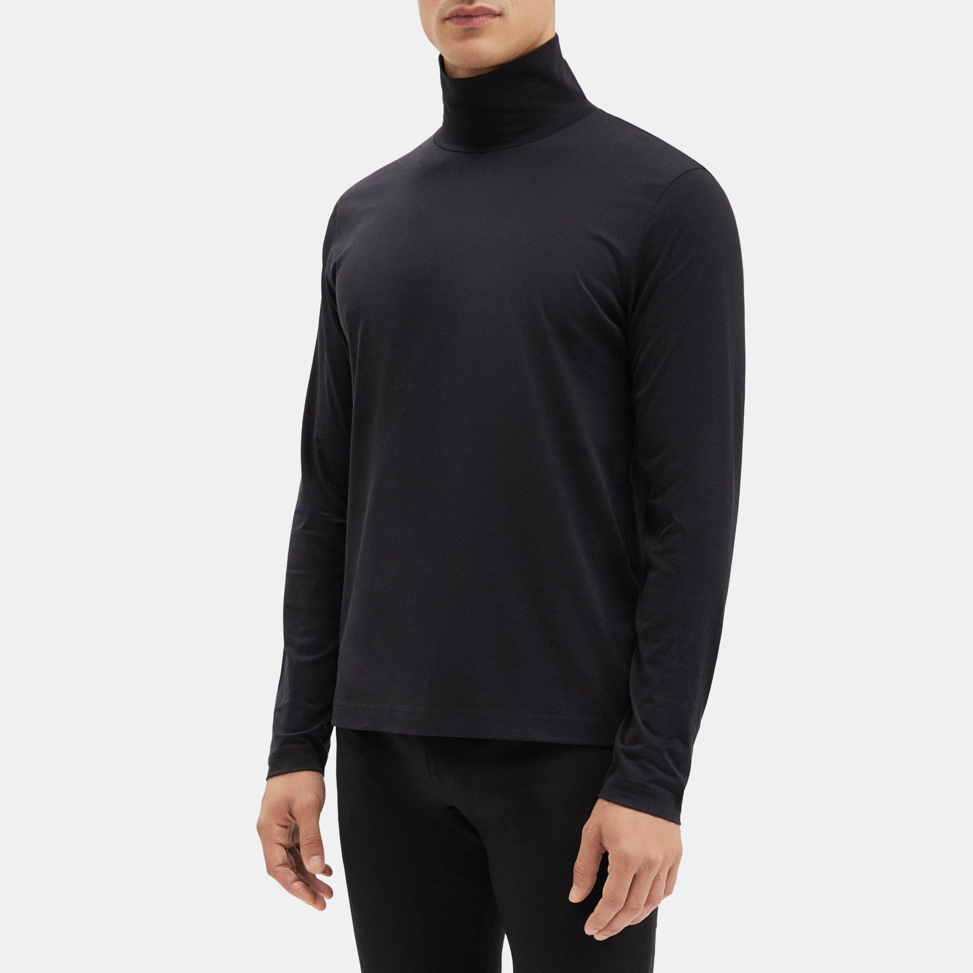 Cotton Jersey Turtleneck Long-Sleeve Tee