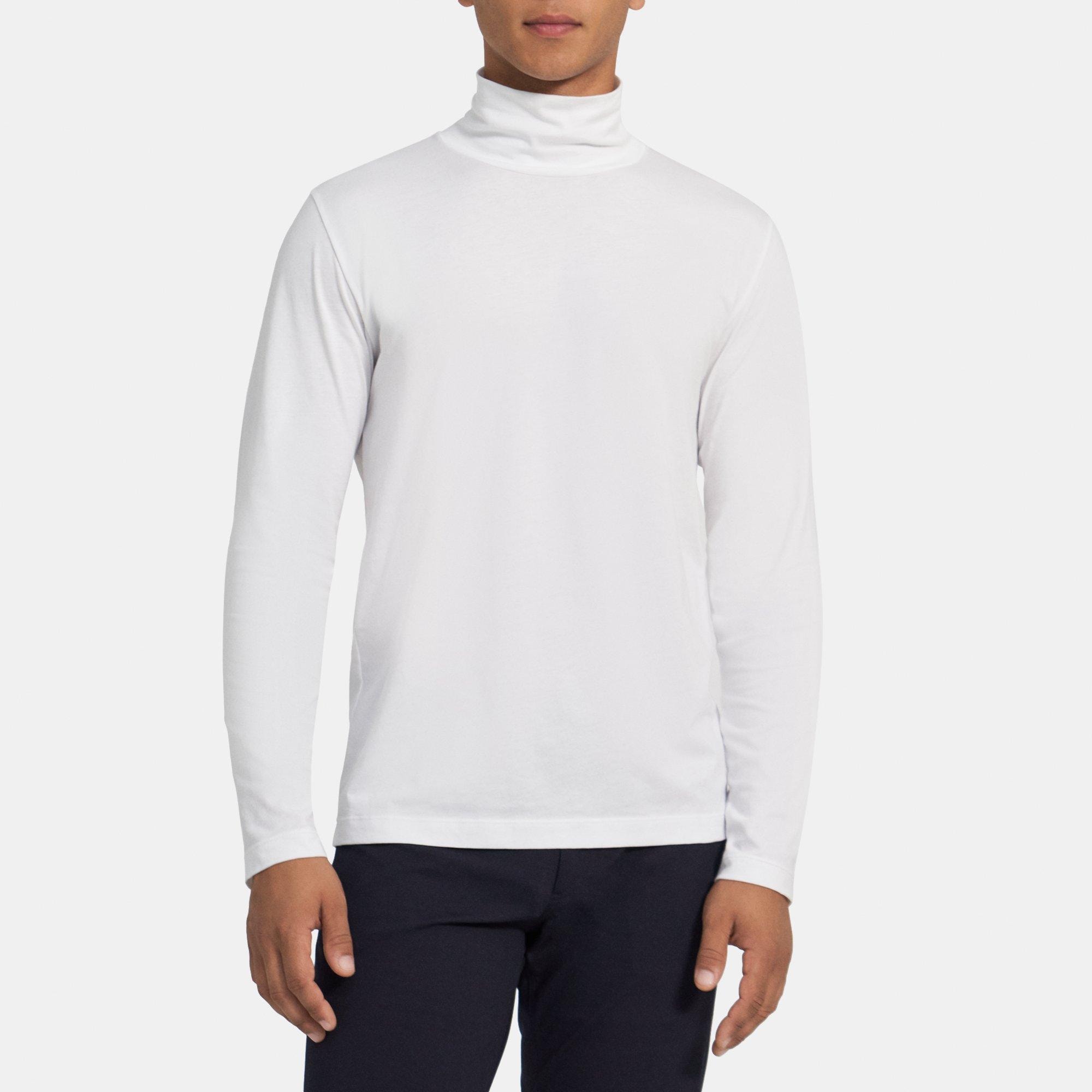 띠어리 Theory Turtleneck Long-Sleeve Tee in Cotton Jersey,WHITE