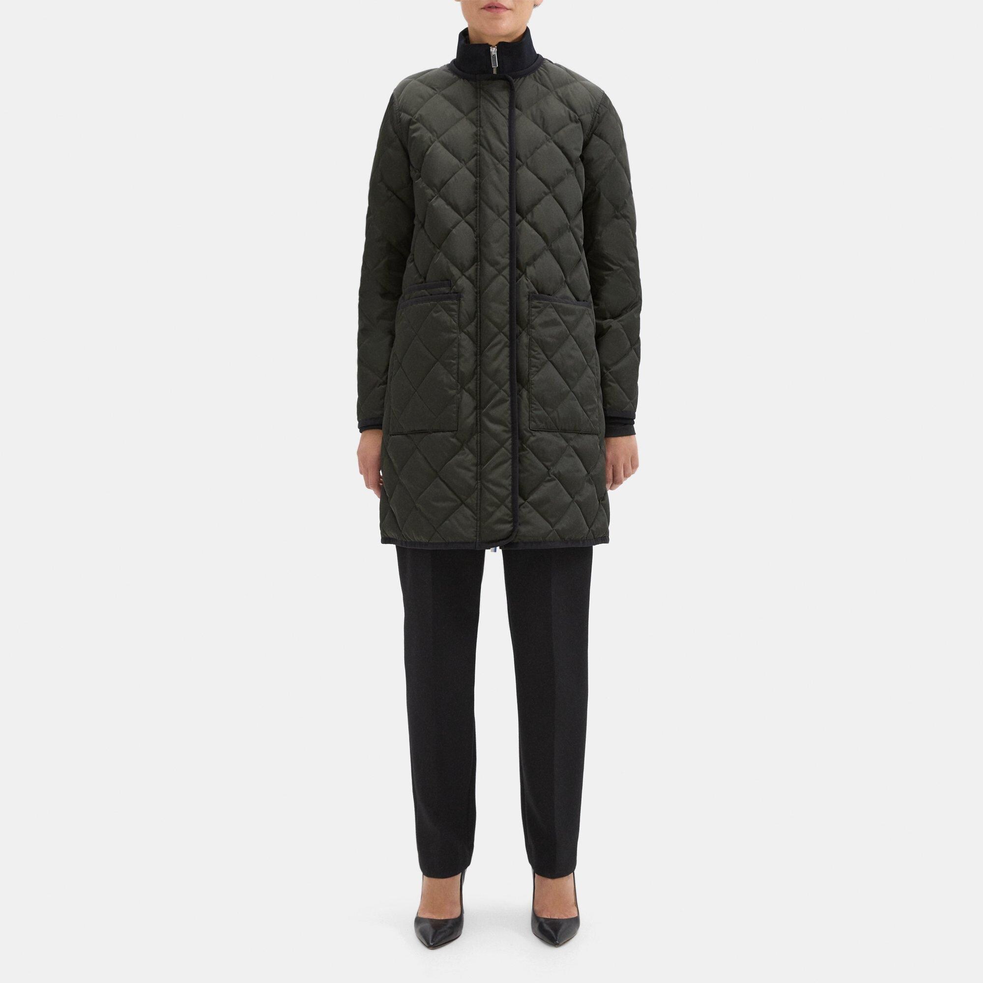 Taffeta Quilted Coat | Theory Outlet