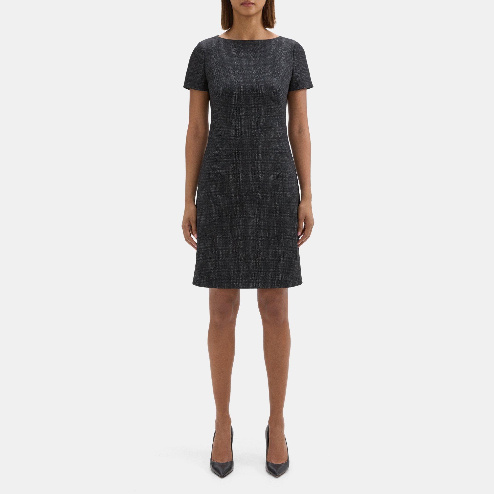 띠어리 Theory Sheath Dress in Plaid Knit Ponte,BLACK MULTI