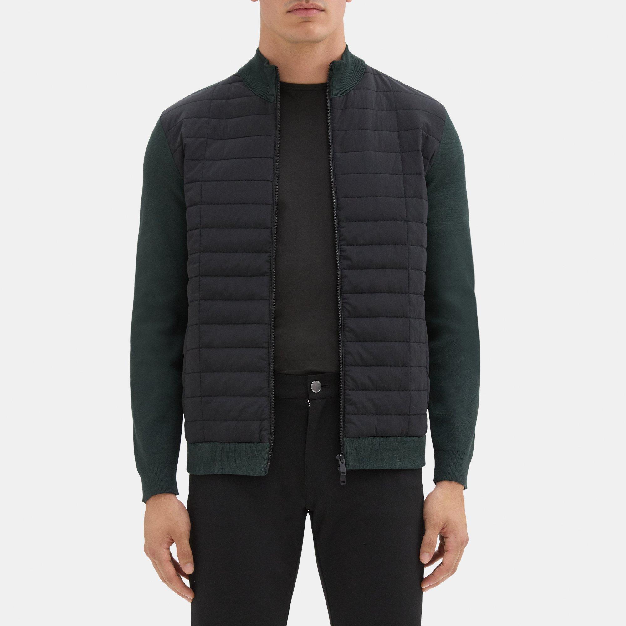 Theory Zip Puffer Cardigan in Stretch Viscose