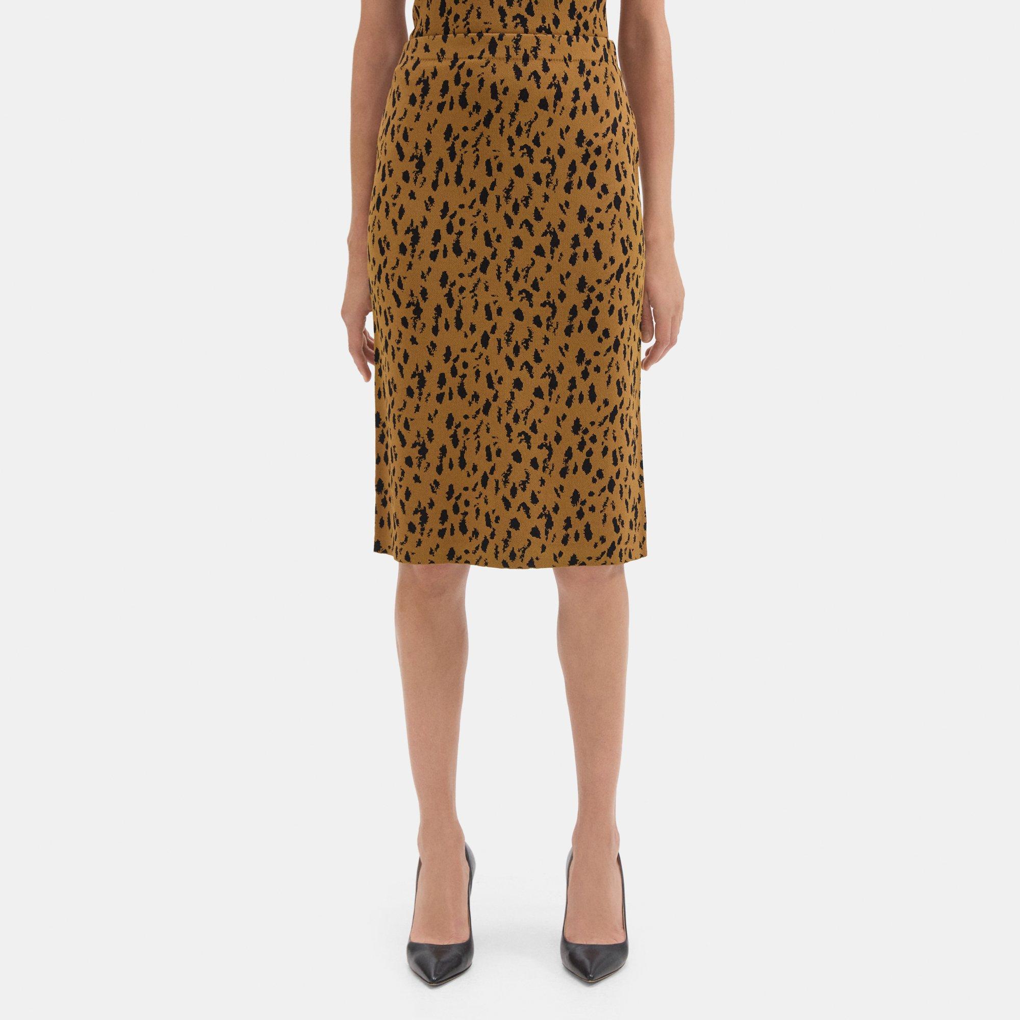 띠어리 Theory Jacquard Pencil Skirt in Compact Stretch Knit,CAMEL/BLACK