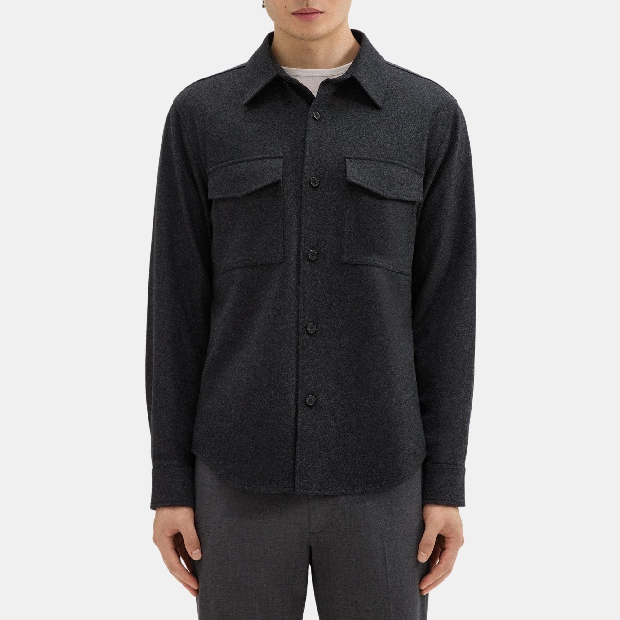 띠어리 Theory Garvin Shirt Jacket in Recycled Wool-Blend Flannel,PESTLE MELANGE