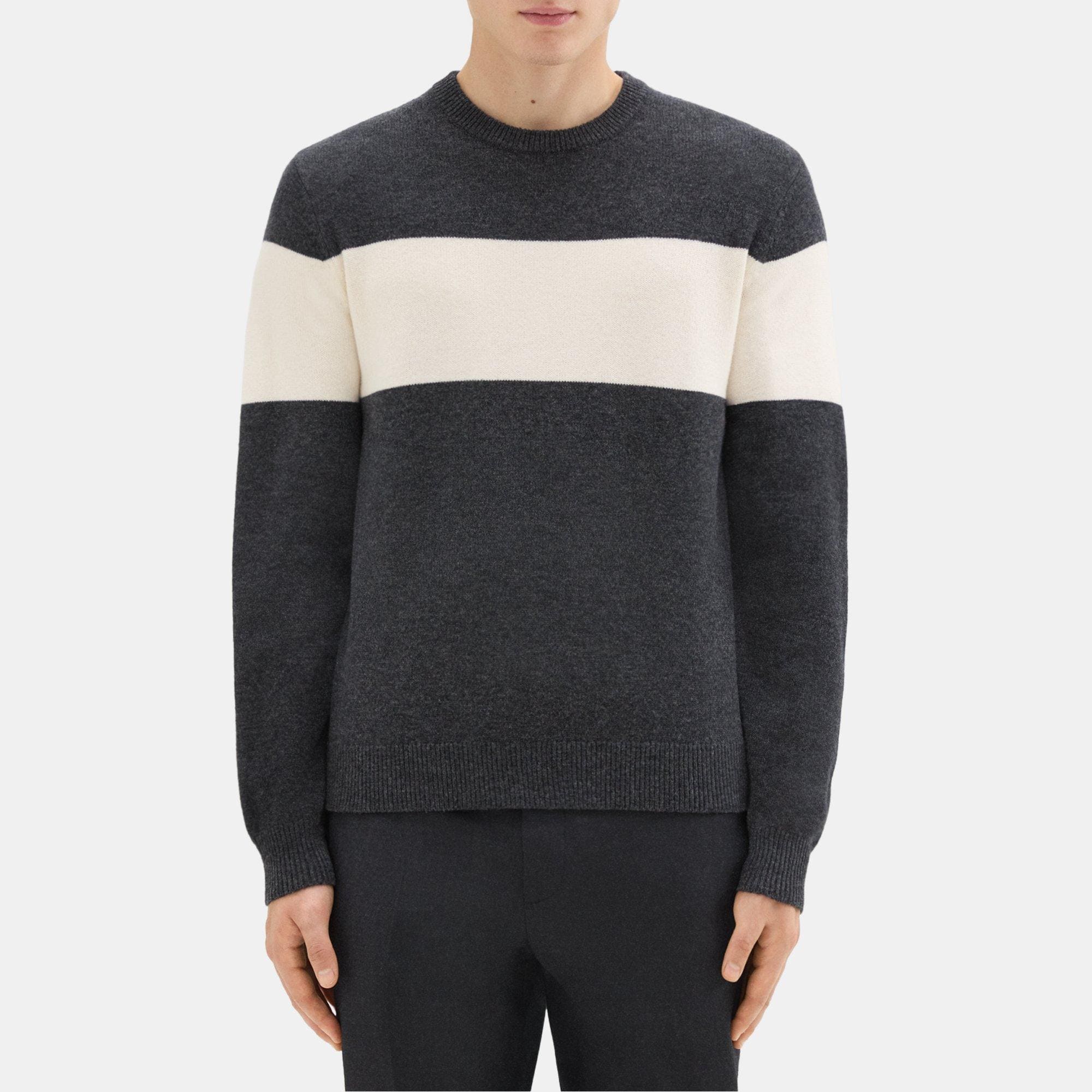 띠어리 Theory Hilles Crewneck Sweater in Wool-Cashmere,PESTLE MELANGE/IVORY