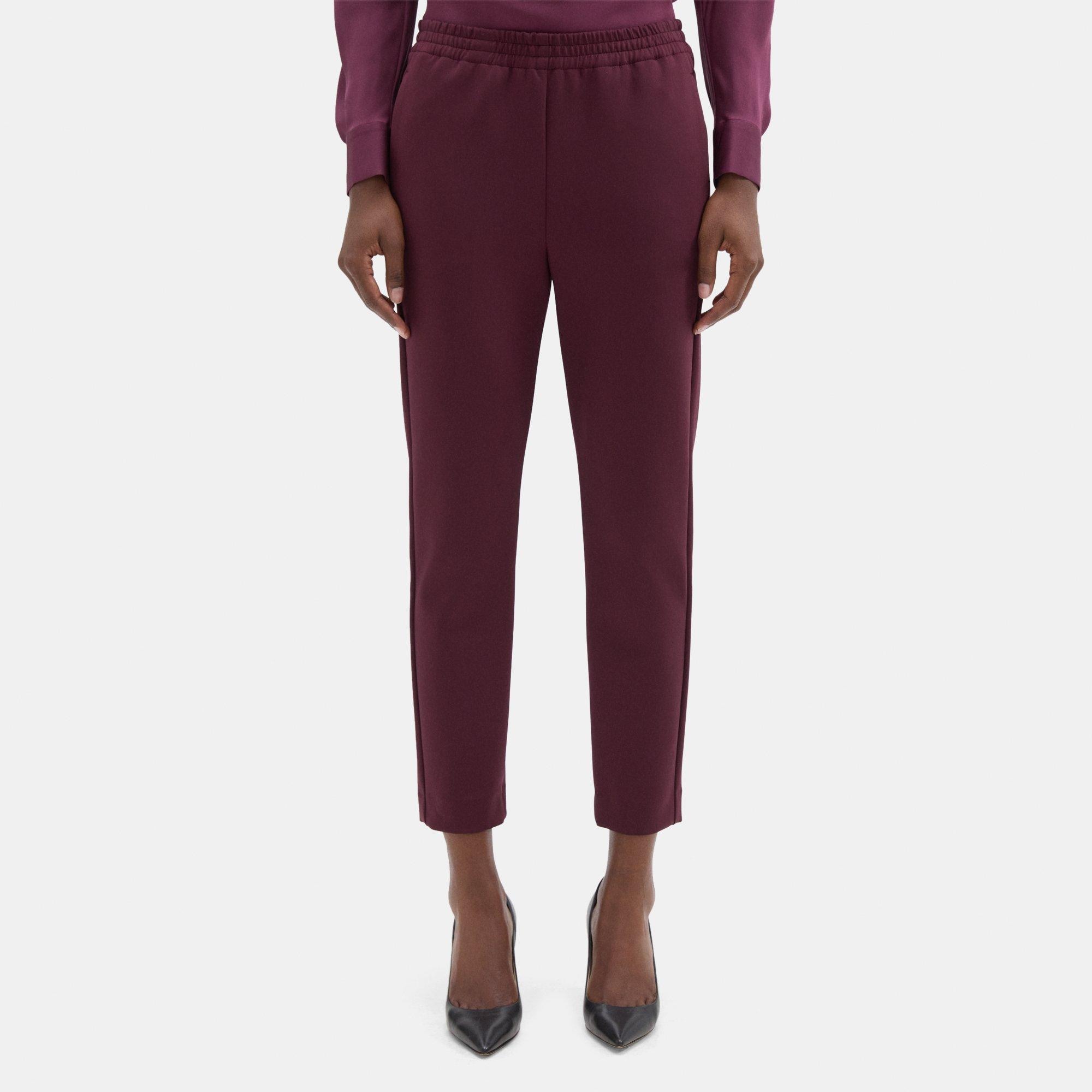 띠어리 Theory Tapered Pant in Tech Knit,BURGUNDY