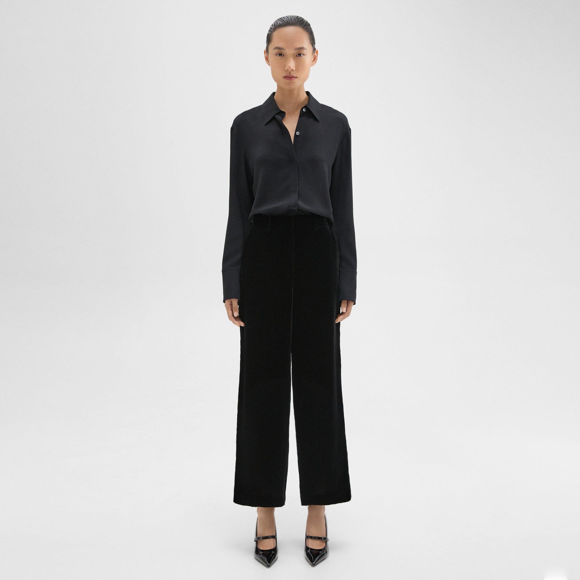 Stretch Velvet Relaxed Straight Pant | Theory