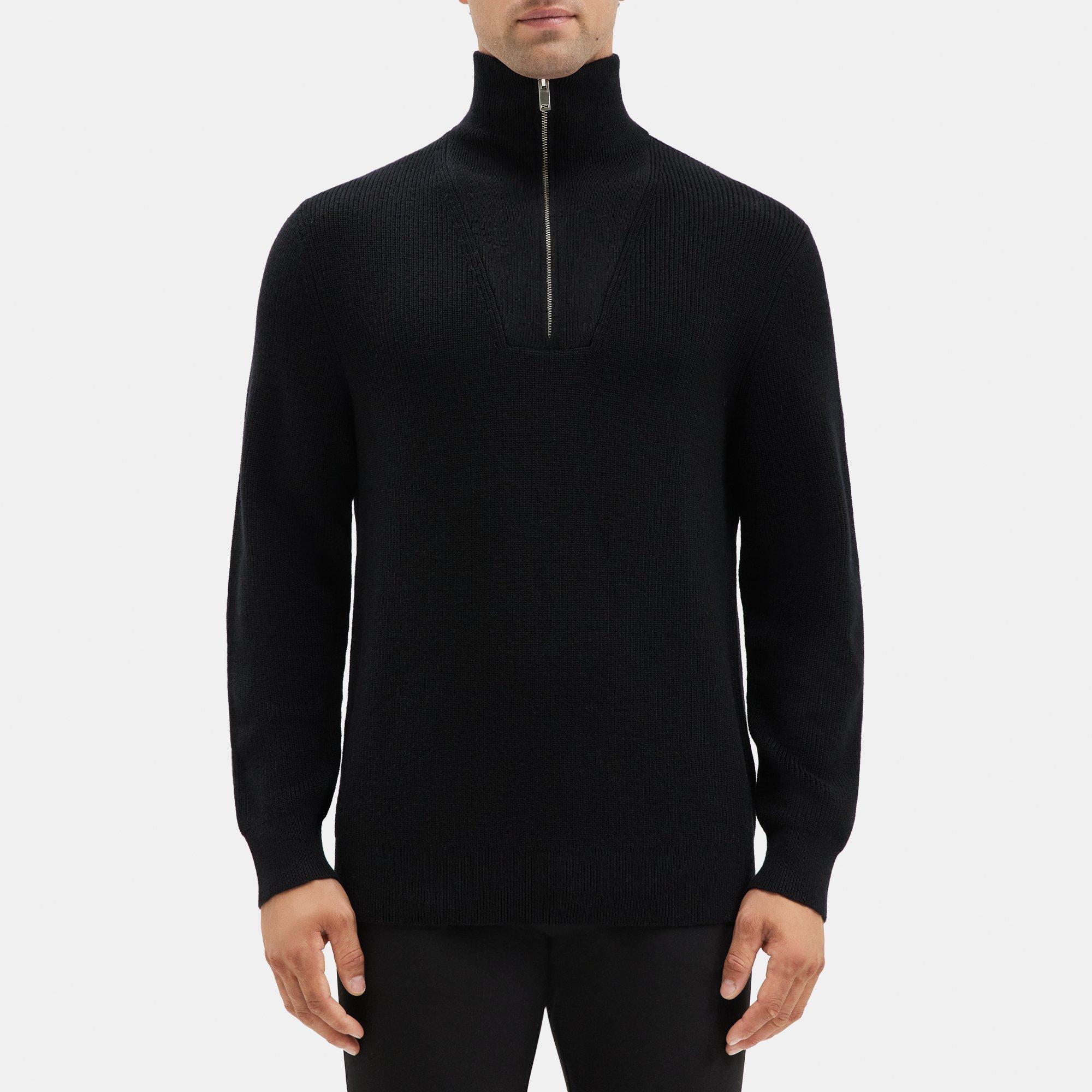 Theory Quarter-Zip Mock Neck Sweater in Merino Wool